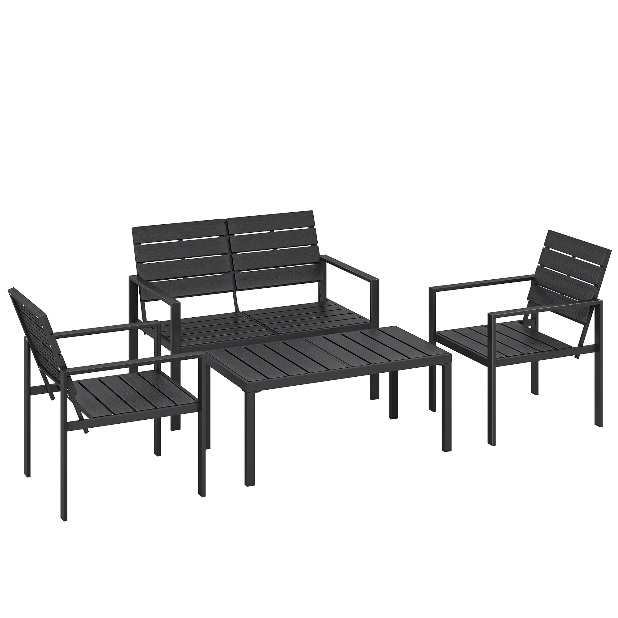 Ensemble de canapés de jardin HDPE Noir, OUTSUNNY
