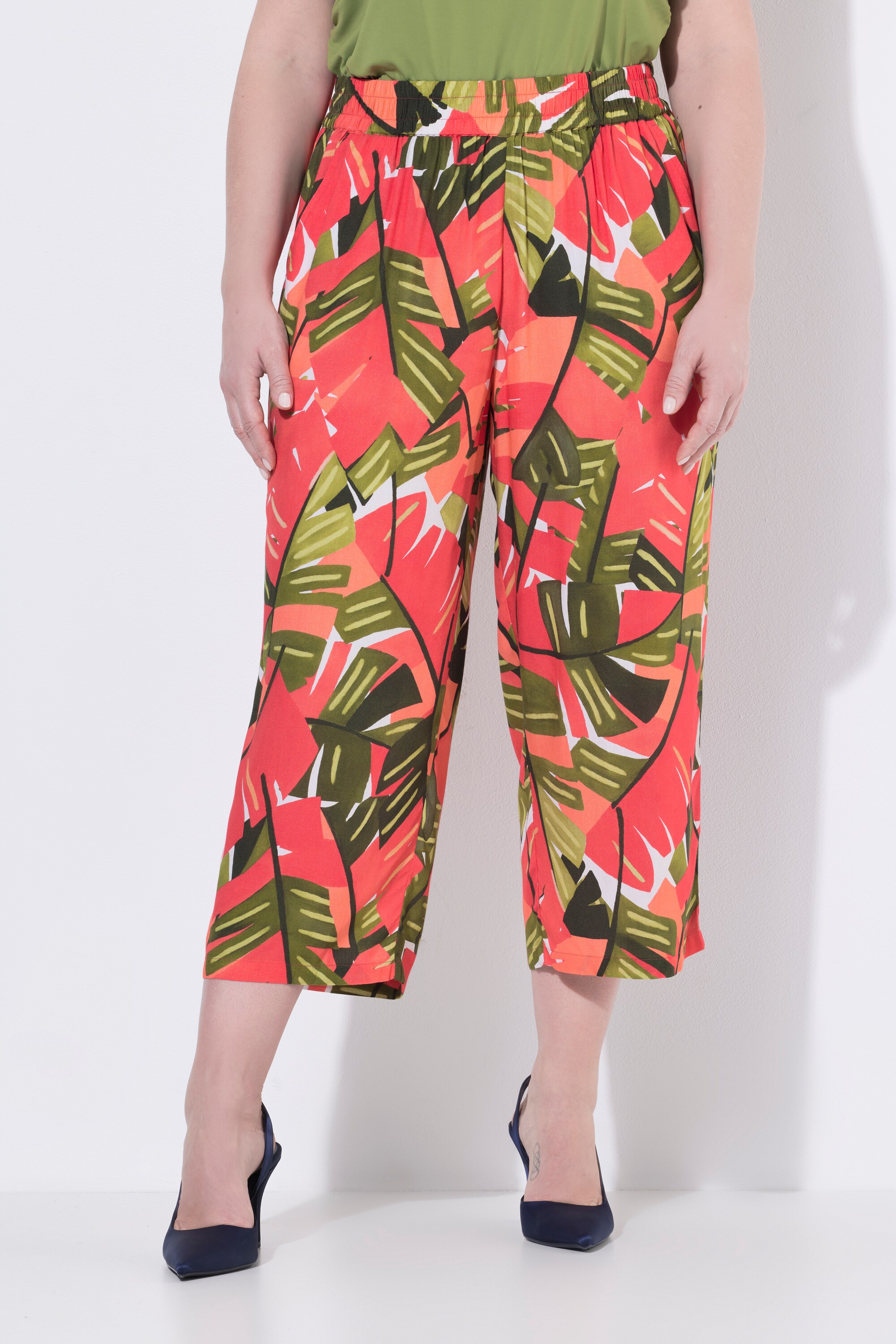 Pantacourt, palmiers, jambe large, ULLA POPKEN