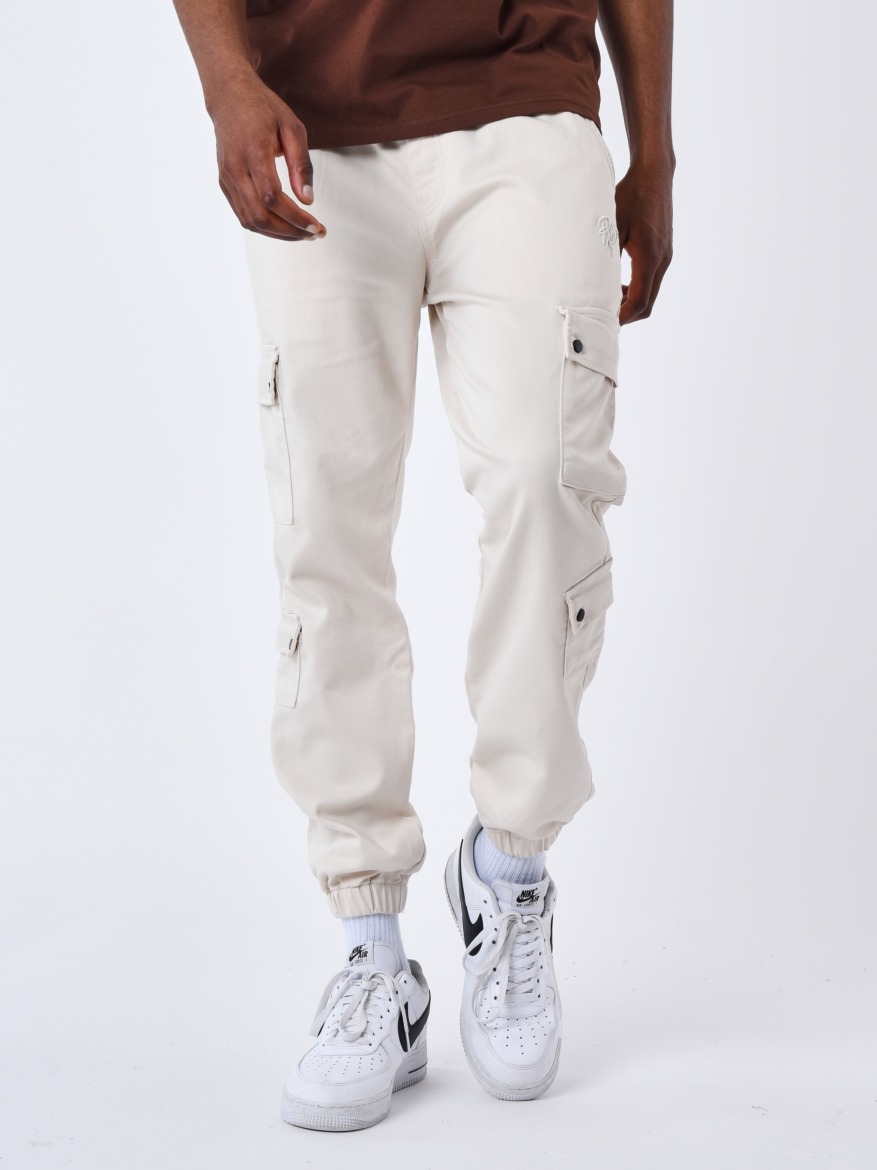 QUEZHU Pantalon Cargo Homme Nylon Baggy | Jogging 6 Poches Taille Élastique Décontracté Sport