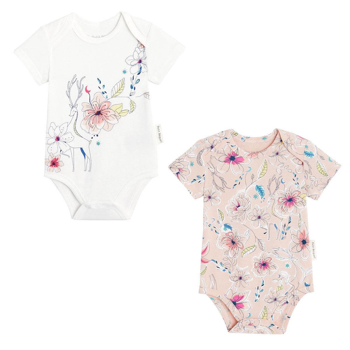 Lot De 2 Bodies Bebe Manches Courtes Gaya Rose Petit Beguin La Redoute