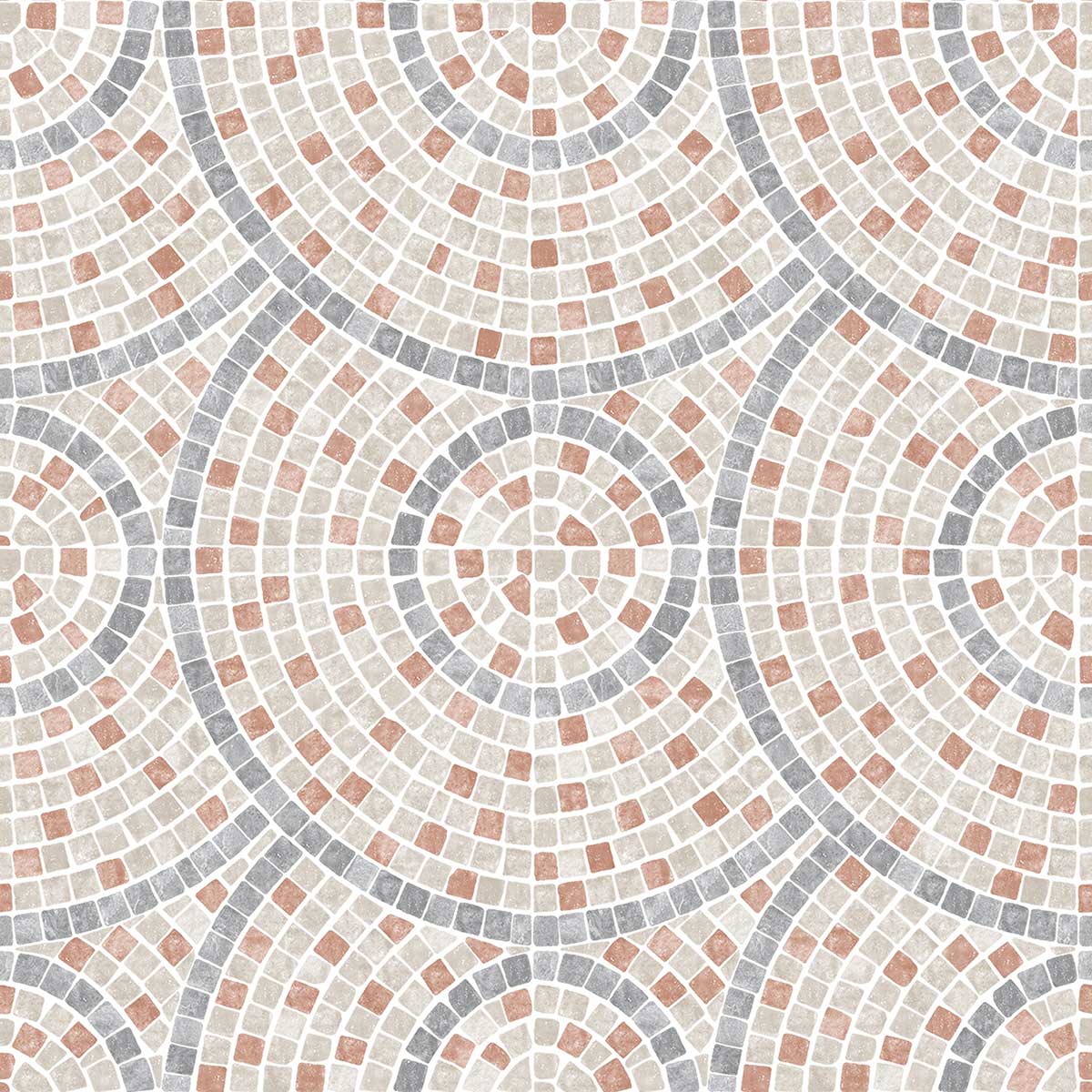 Papier peint mosaïque géométrique terracotta et gris, HEXOA