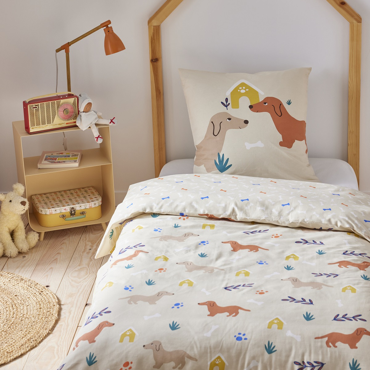Parure de lit enfant chien teckel réversible MEDOR, FUTURE HOME
