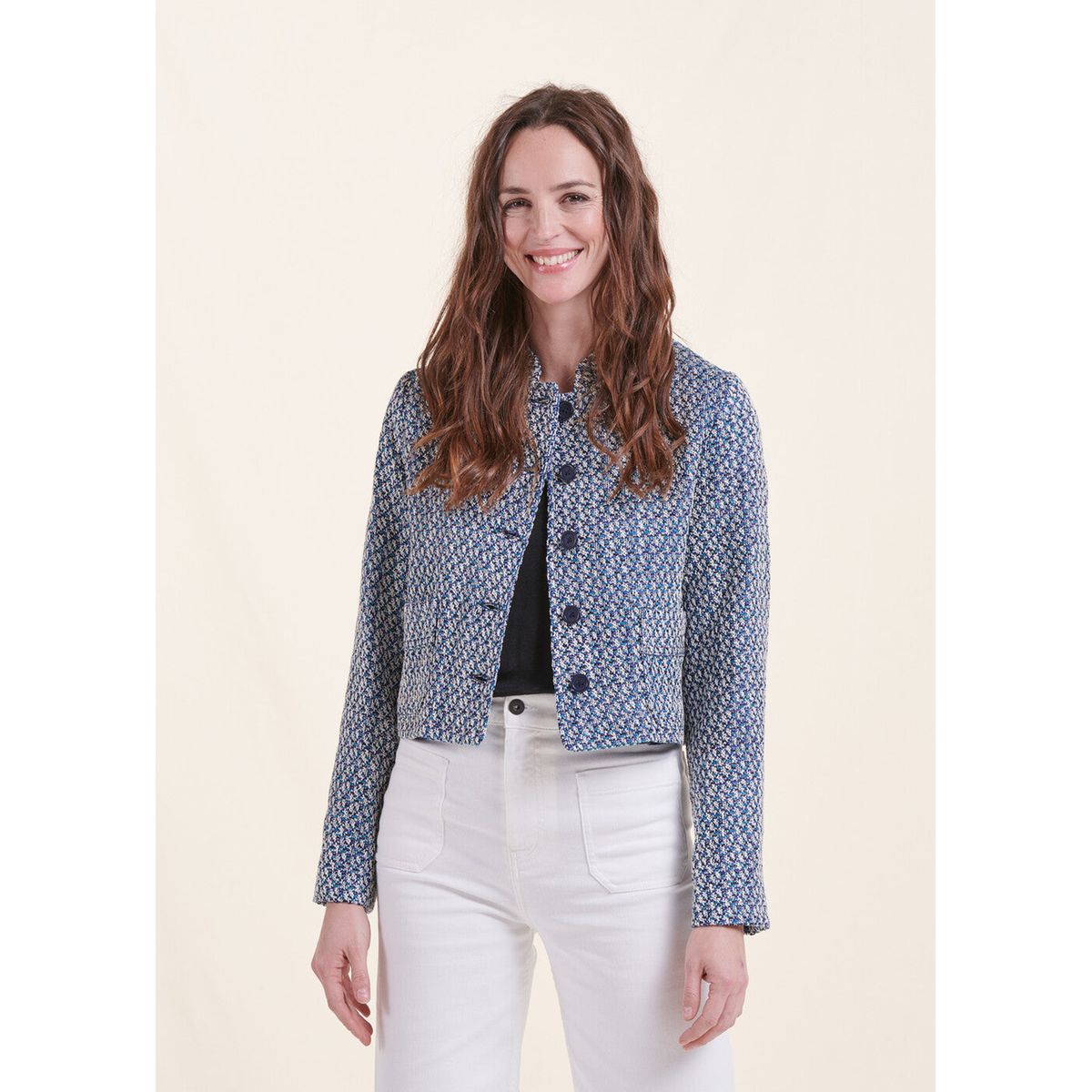 Veste longue tweed online femme