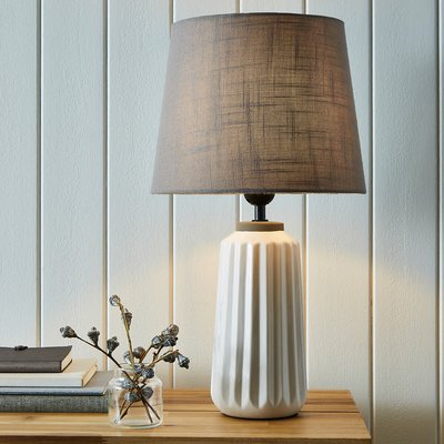 White Gloss Ribbed Table Lamp SO'HOME