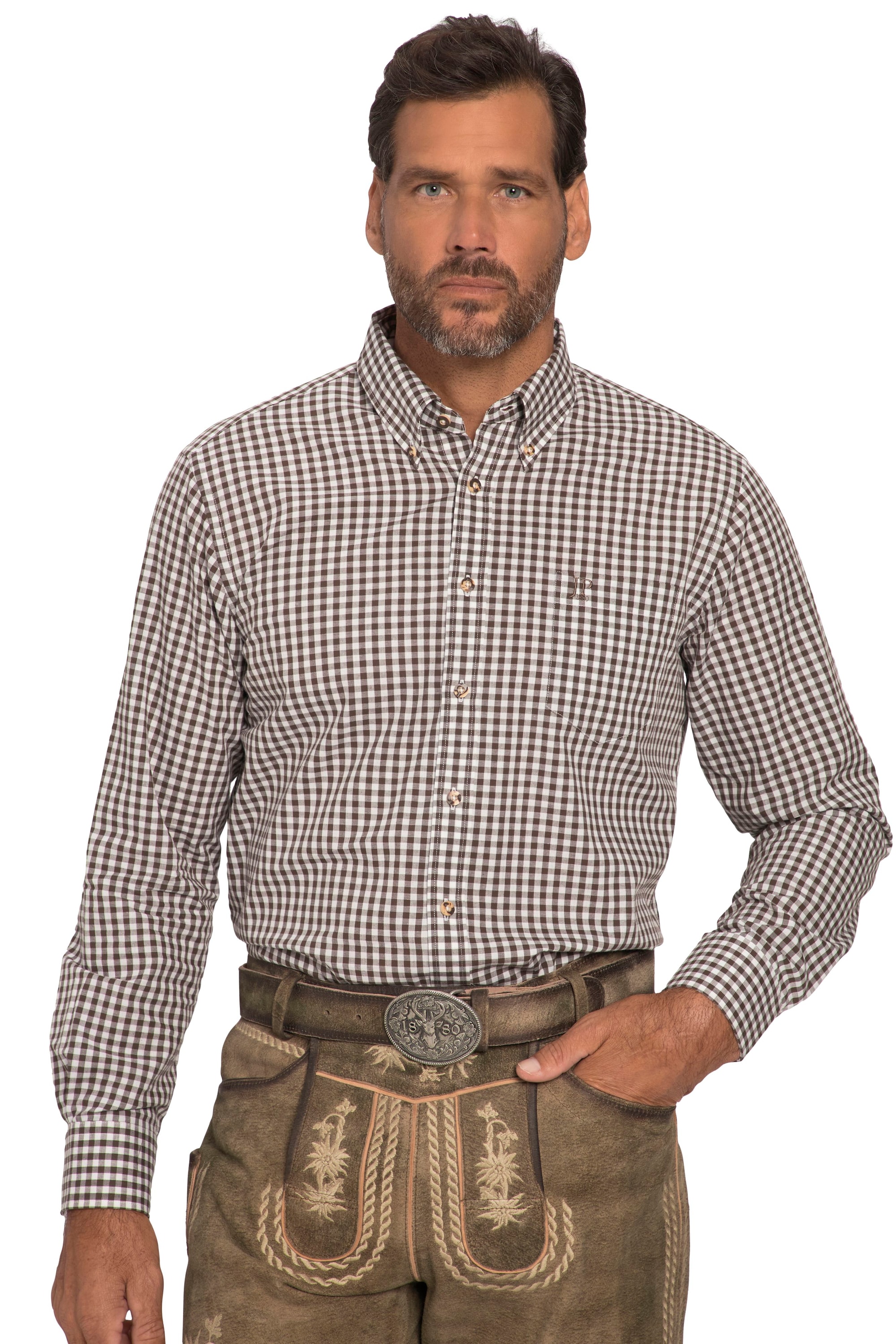 Chemise à Carreaux JP 1880 Coupe Modern Fit - Manches Longues, Col Boutonné - Style Bavarois Jusqu'au 8XL - 10