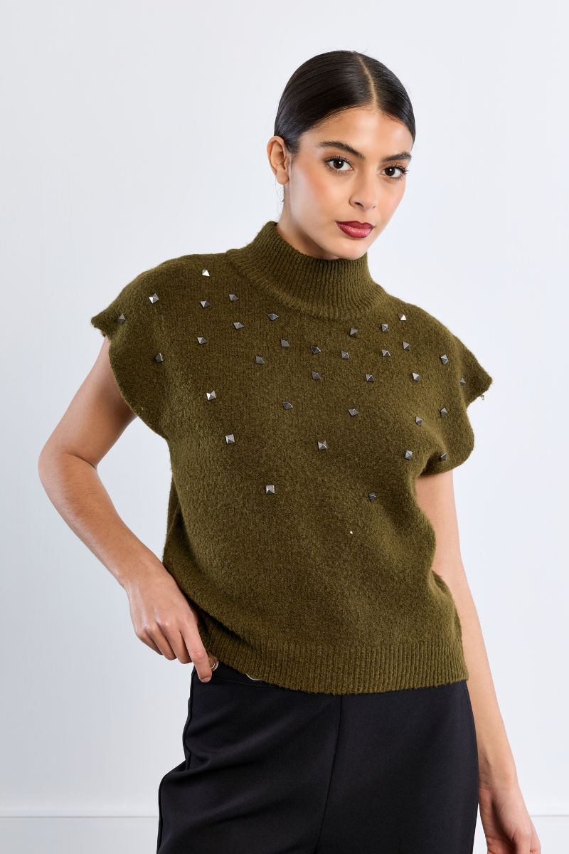 Pull sans manches clouté, LILI SIDONIO