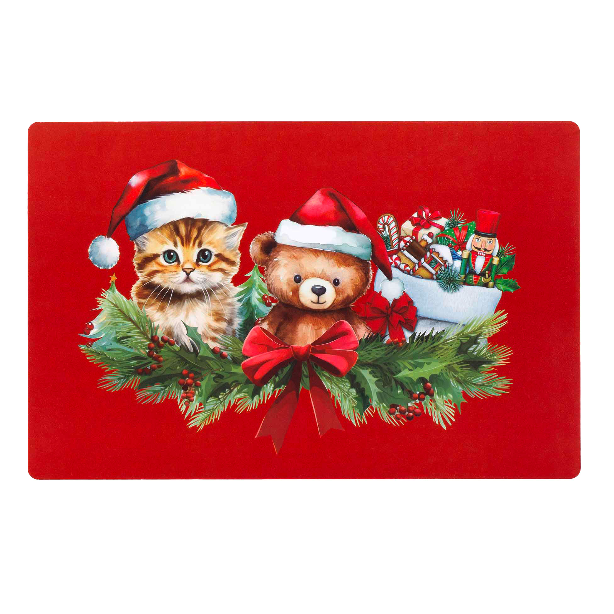 Set de table opaque Ourson et chaton de Noel, EDEN
