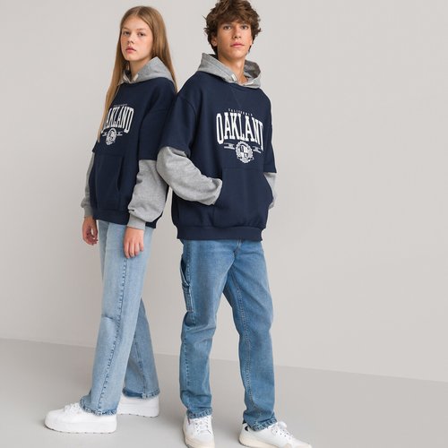 Unisex-kapuzensweatshirt im college-look, oversized marine/grau meliert La  Redoute Collections | La Redoute