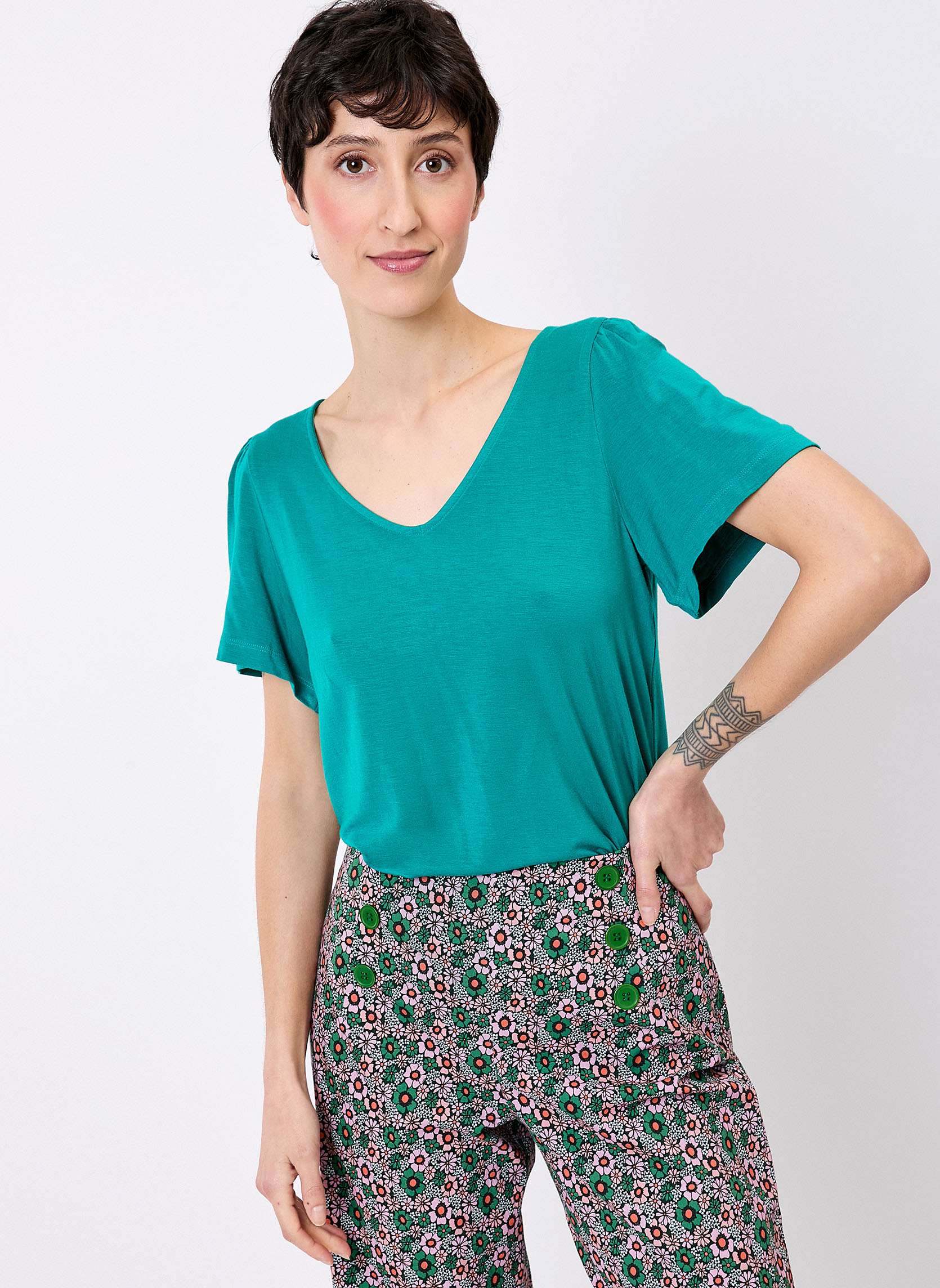 T-shirt maille fluide col V IRENE, PRINCESSE NOMADE