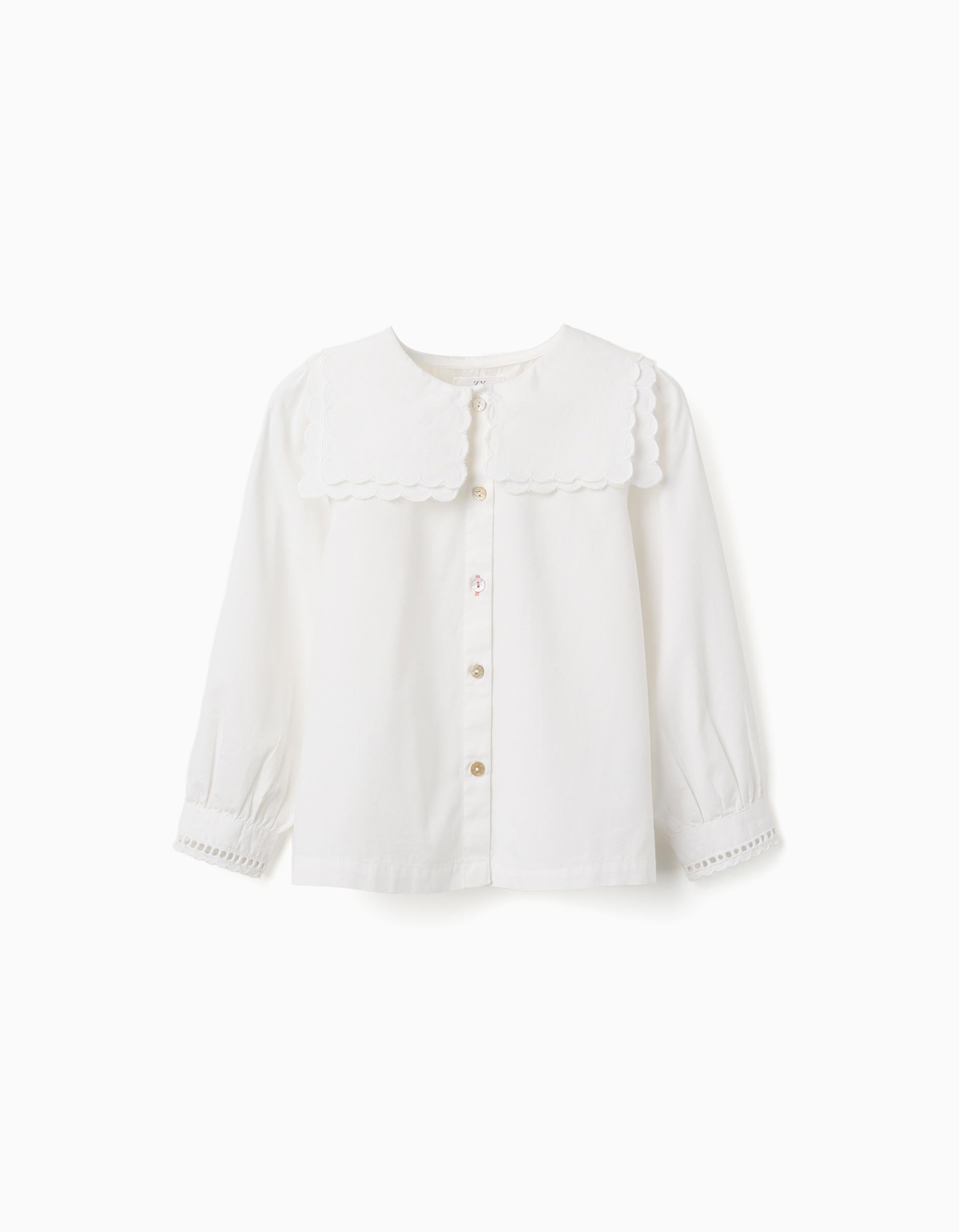 Chemise en coton à manches longues et col carré B&S, ZIPPY