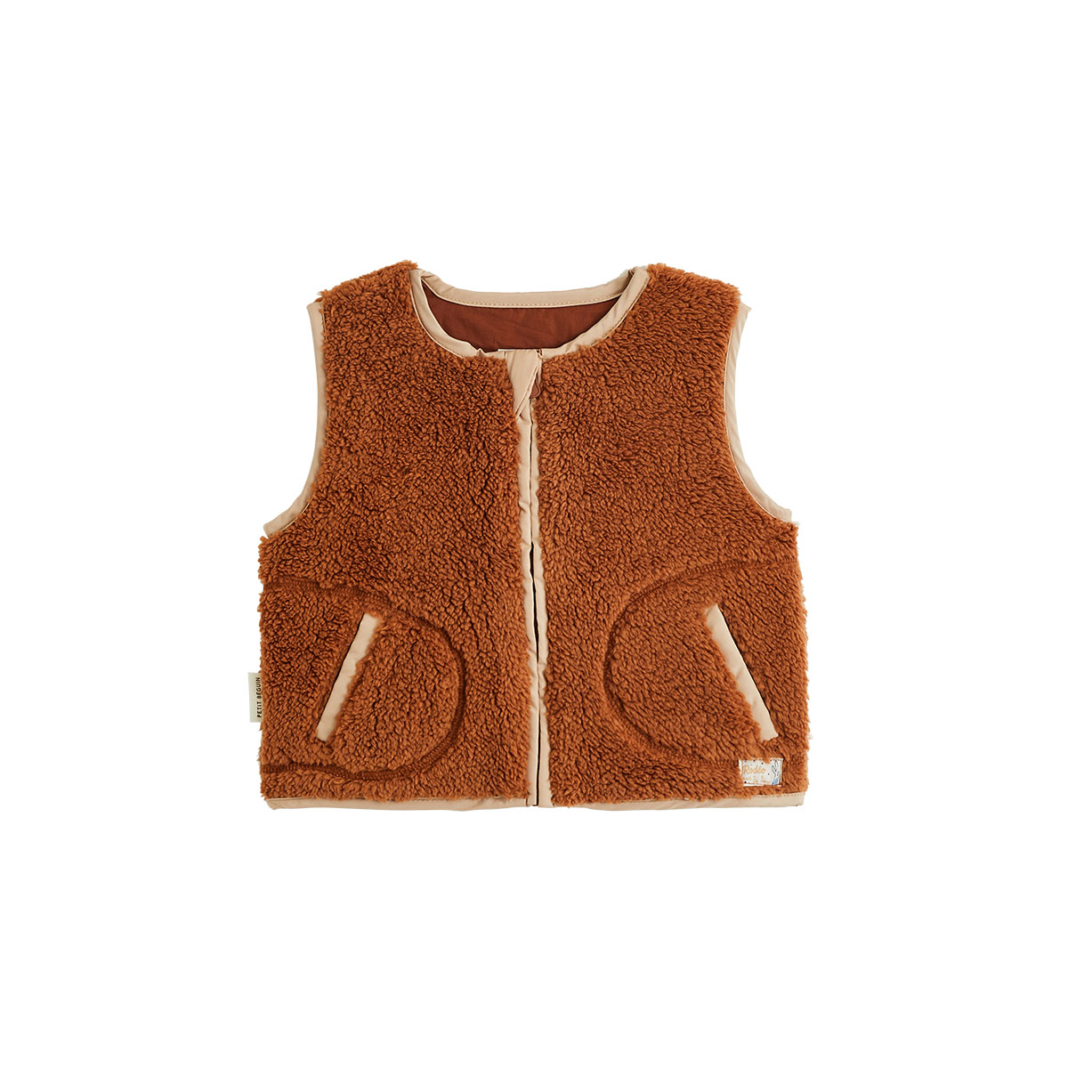 Veste sans manches enfant en sherpa Moka, PETIT BEGUIN
