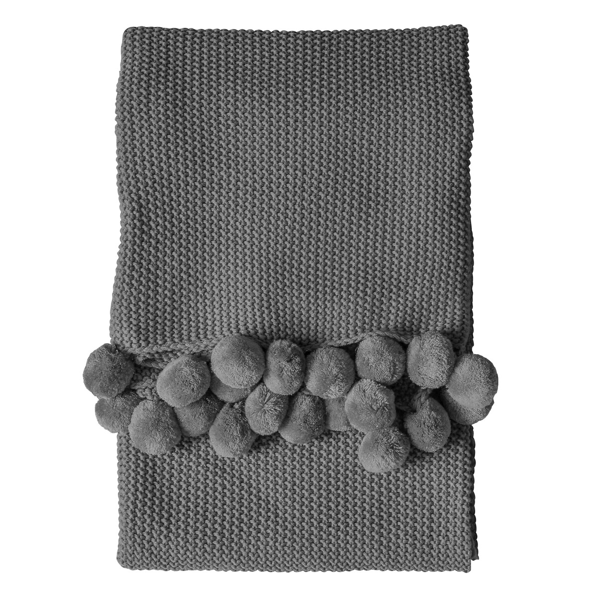 Moss stitched pom pom throw 130x170cm grey So home La Redoute