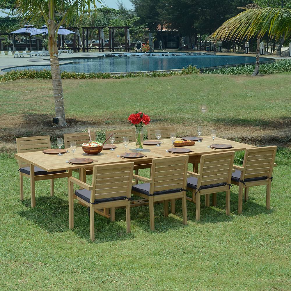 Salon de jardin teck massif Utrilla, 8 places, TECK ATTITUDE