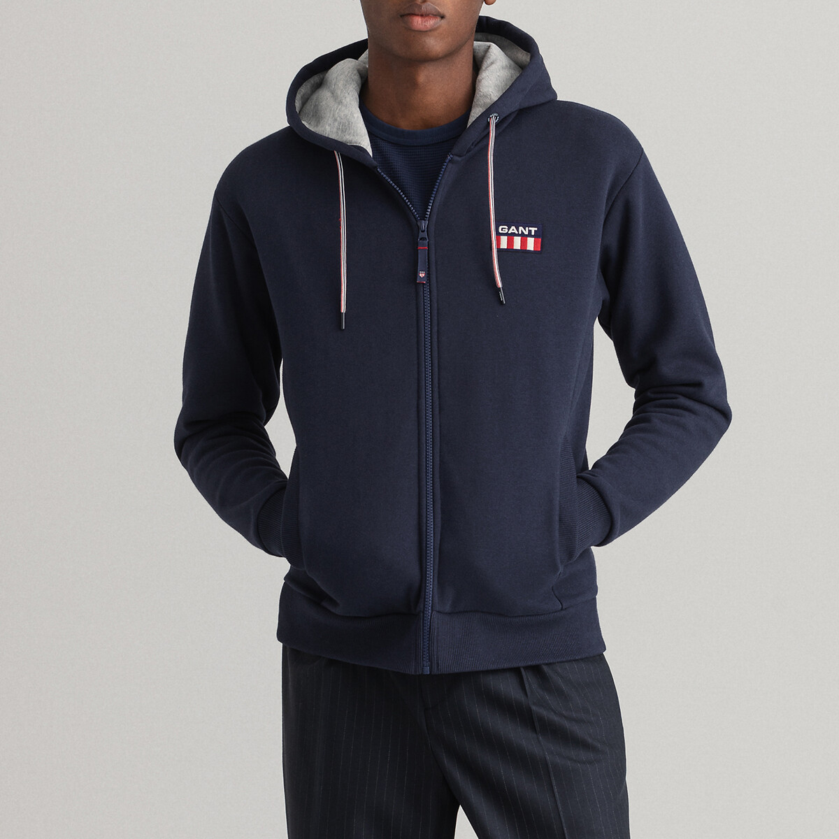 Sudadera con cremallera y capucha retro logo azul marino Gant | La Redoute