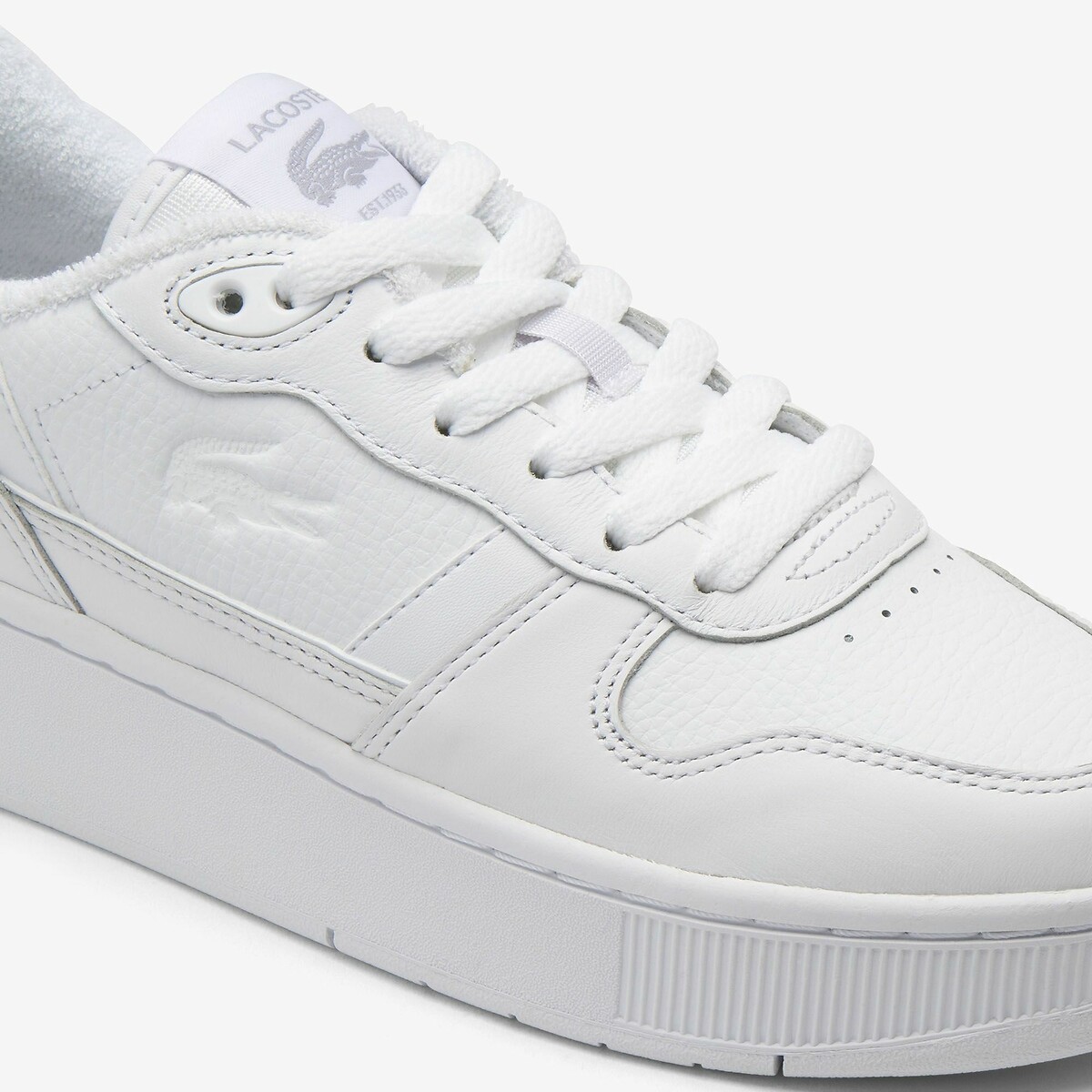 T clip platform low top trainers in leather white Lacoste
