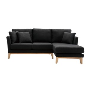Canapé d'angle droit déhoussable 4 places en tissu  et bois clair OSLO