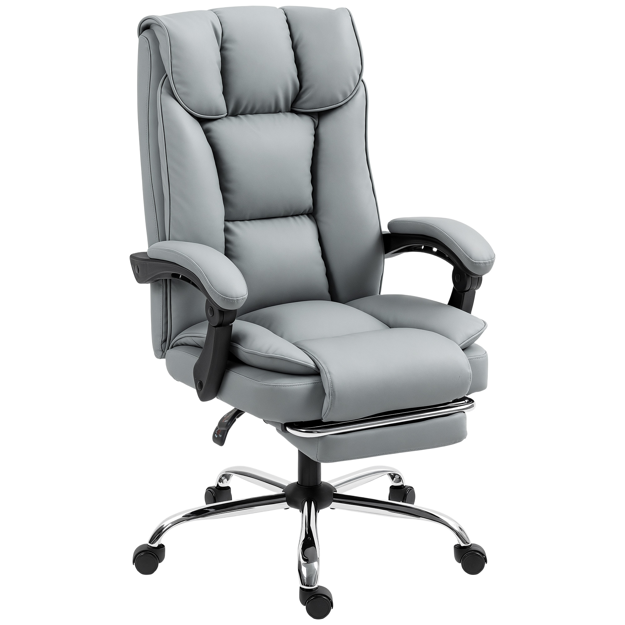 Chaise de bureau Revêtement synthétique Gris, HOMCOM