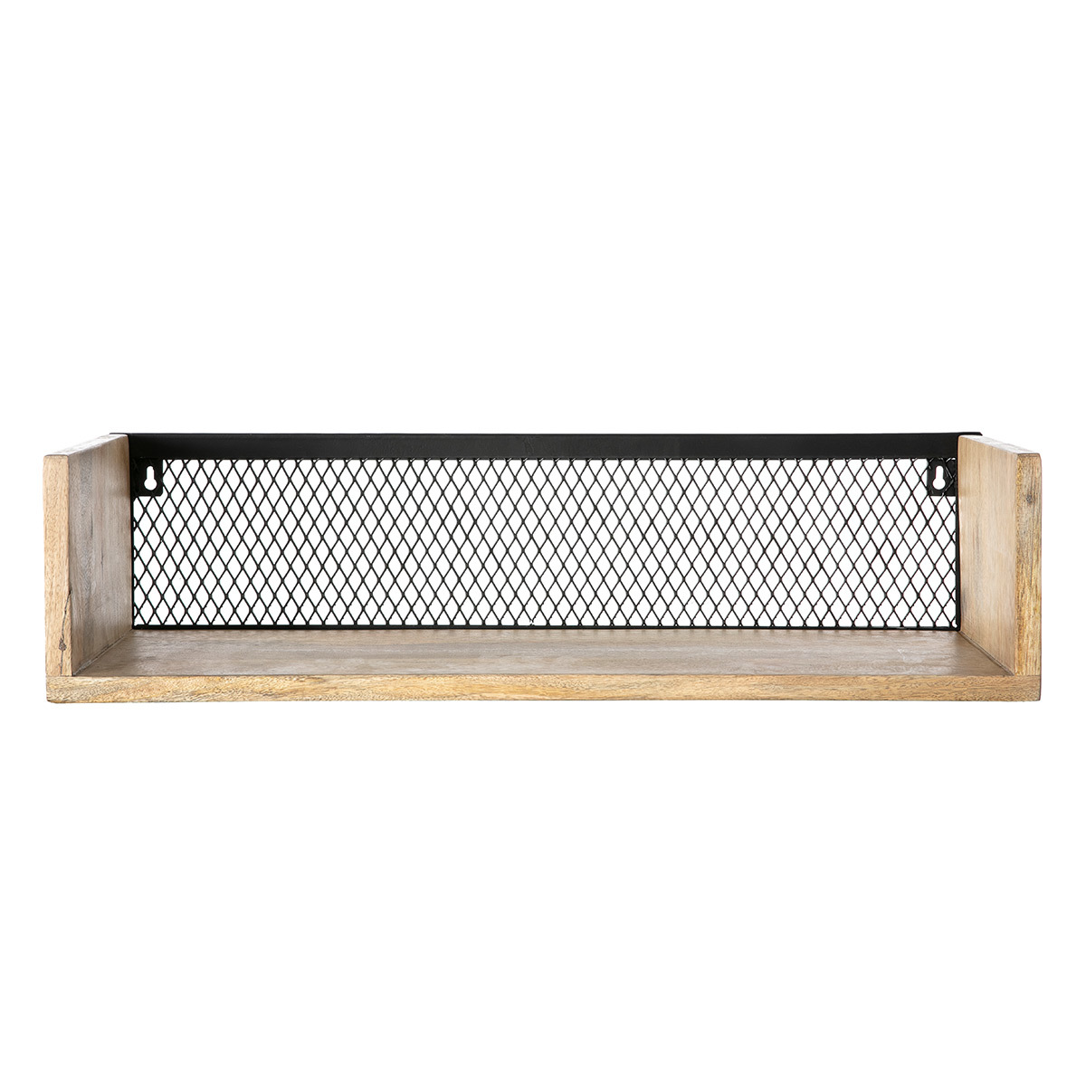 Étagère murale industrielle en bois manguier massif et métal noir L60 cm RACK, MILIBOO