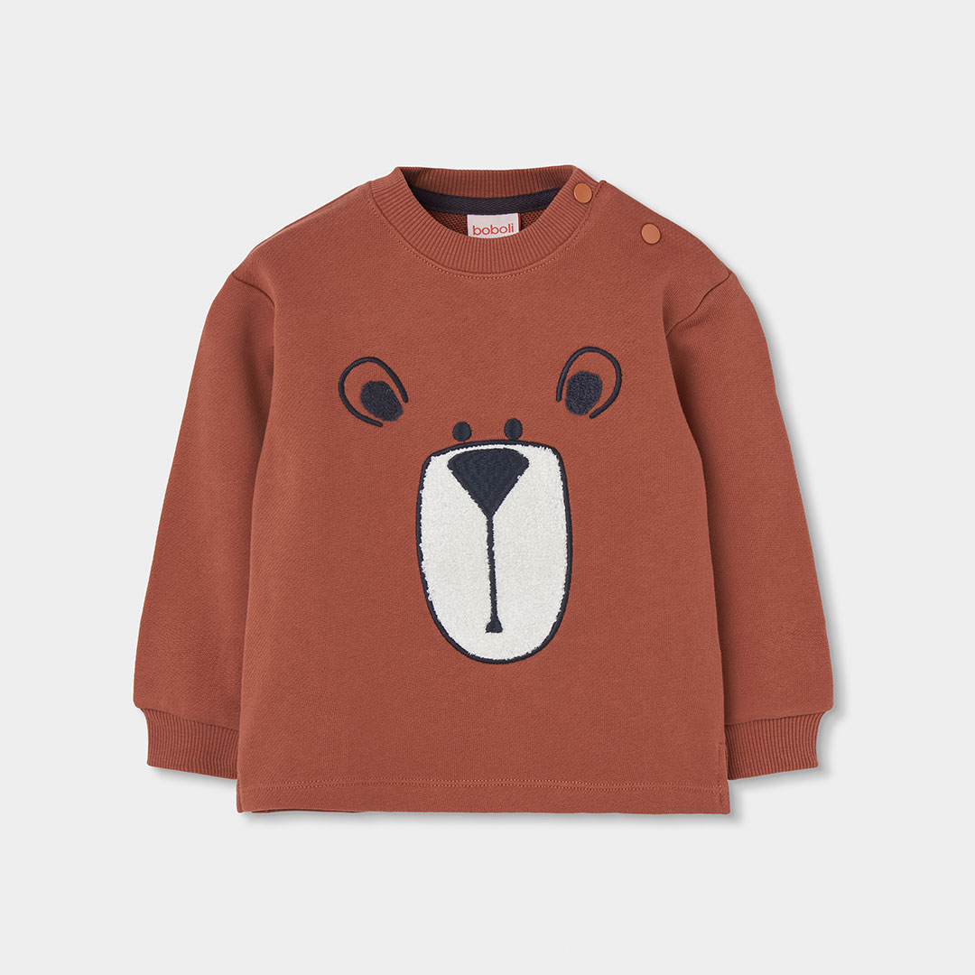 Sweat-shirt garçon en molleton imprimé ours, BOBOLI