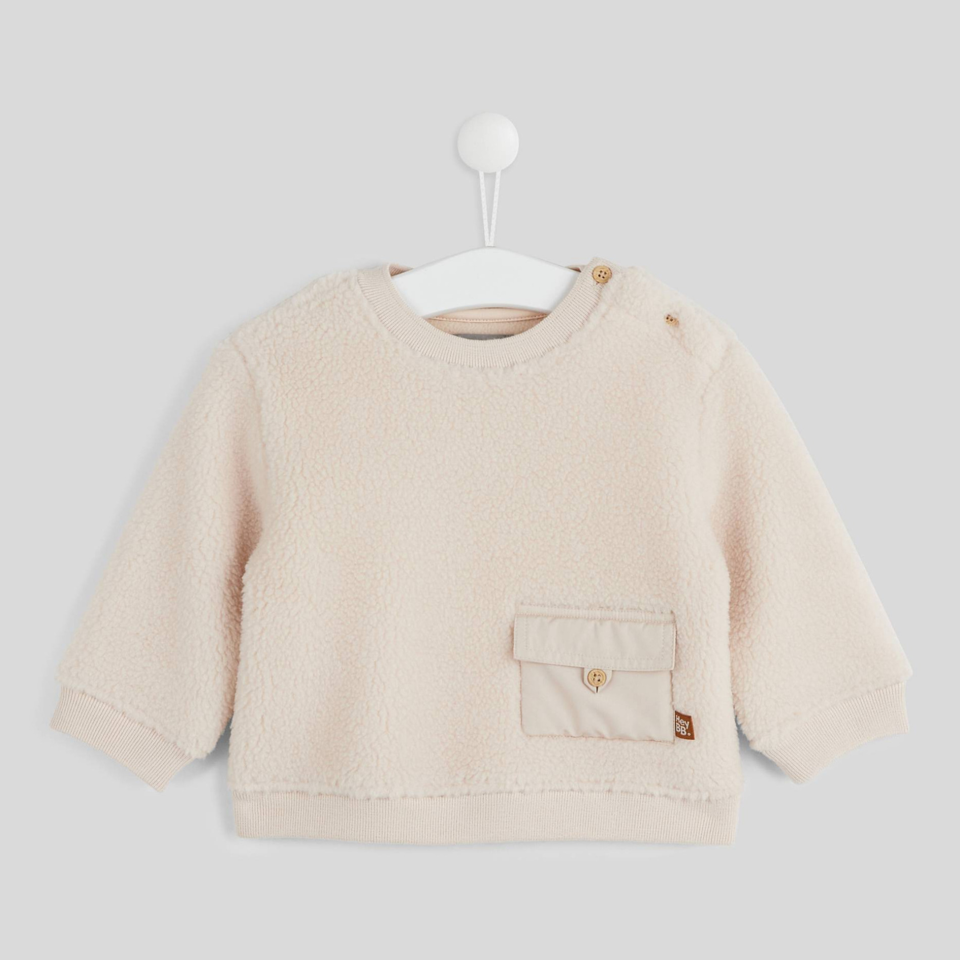 BOUT'CHOU - Pull manches longues col rond uni effet mouton - NATUREL - Masculin, BOUT'CHOU