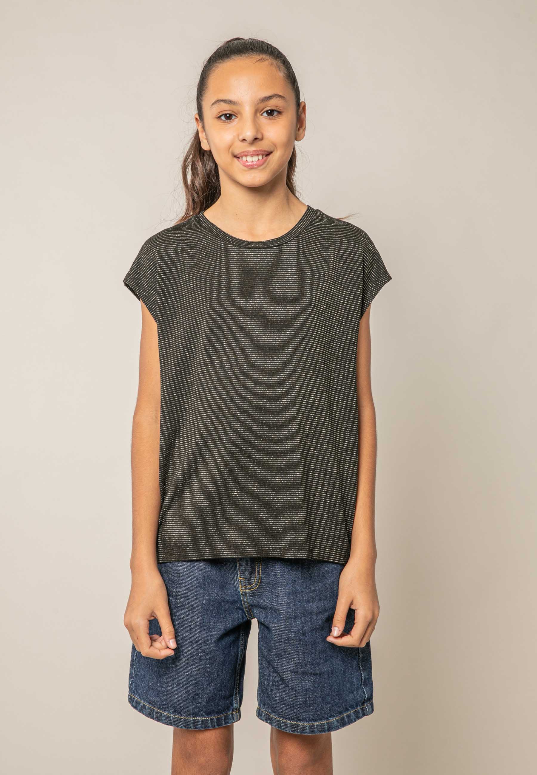 T-shirt fille fluide à rayures brillantes LINA, DEELUXE