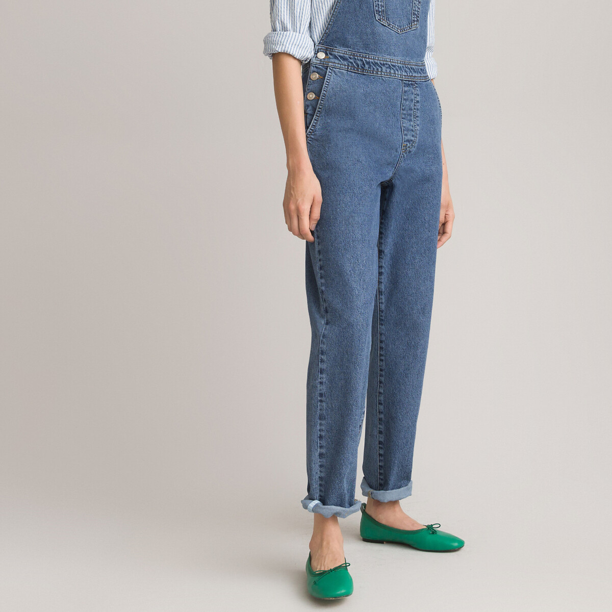 Over 40 Fashion Blog: Classic Denim Dungarees and Patterned Bow Blouse, La  Redoute Brand Ambassador Post