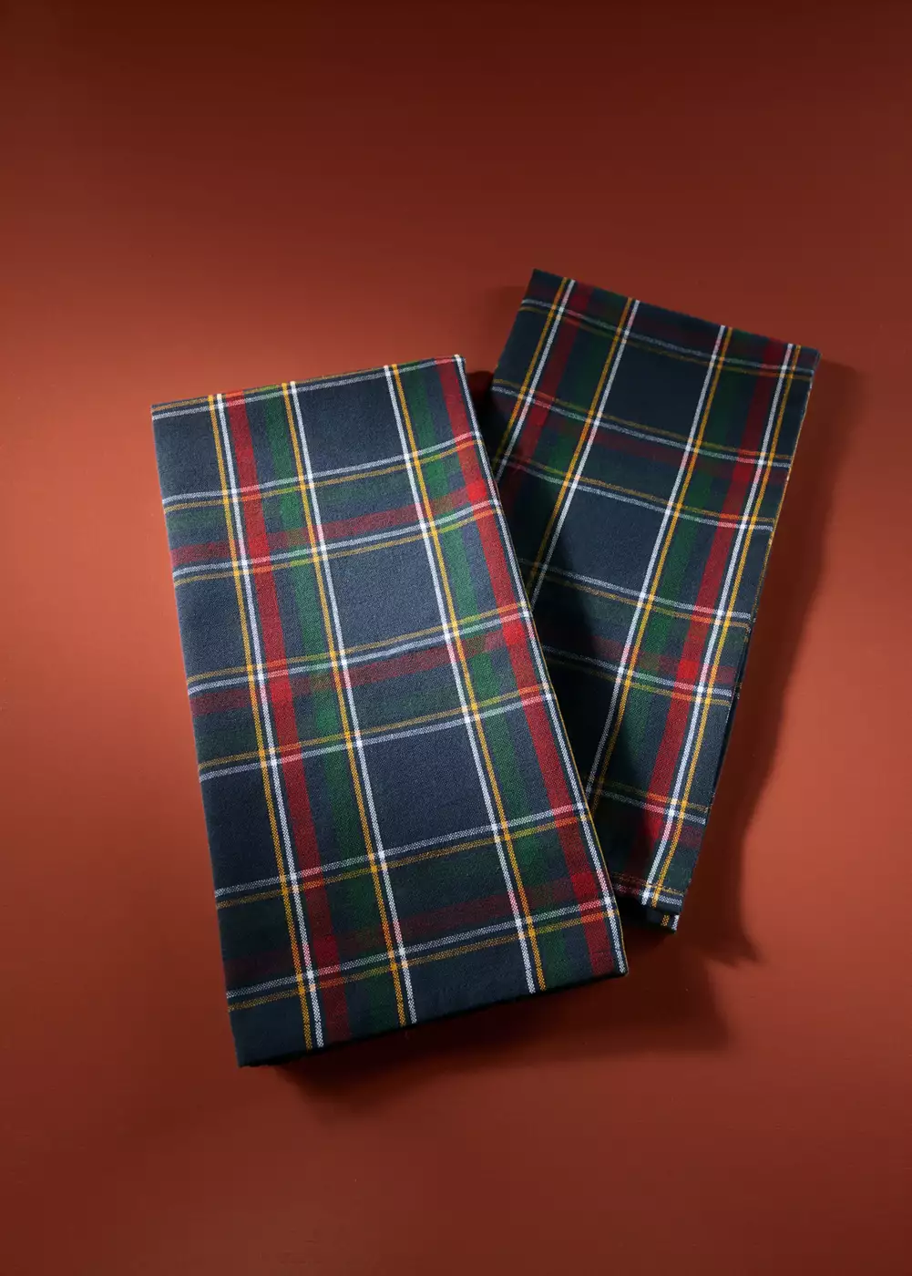Lot de 2 torchons de cuisine à carreaux tartan, MANGO HOME