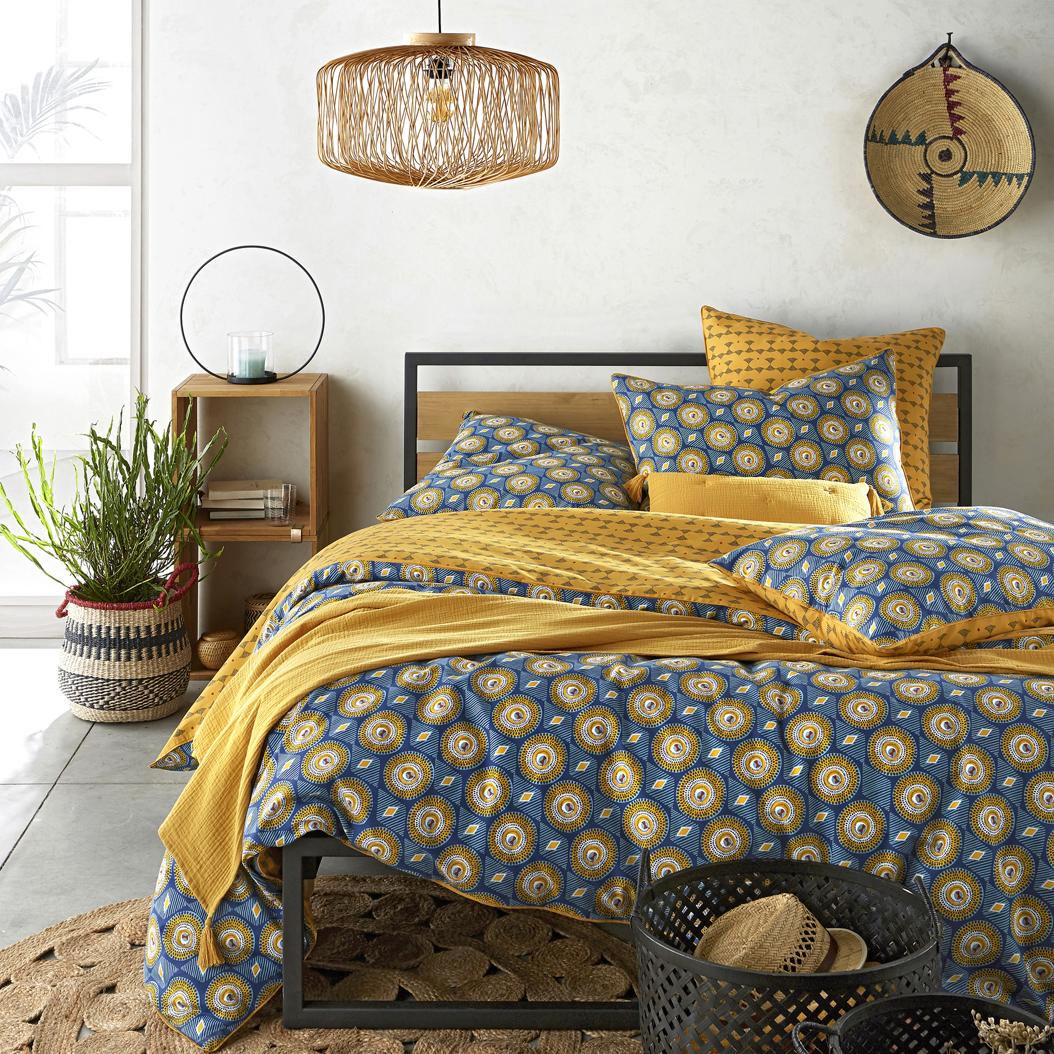 Wax Pure Cotton Duvet Cover Blue, Blue And Yellow Duvet Cover
