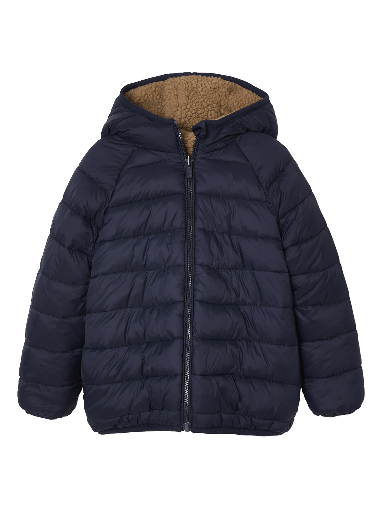 Doudoune à capuche réversible matelassée et sherpa, VERTBAUDET