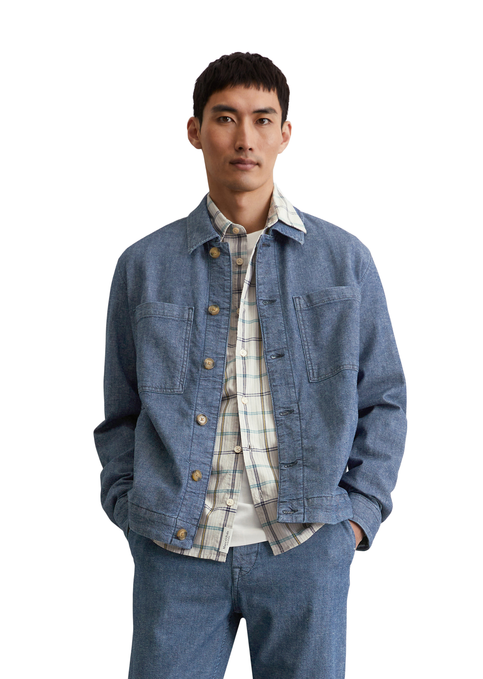Veste en jean regular en mélange de coton et de chanvre bio, MARC O'POLO