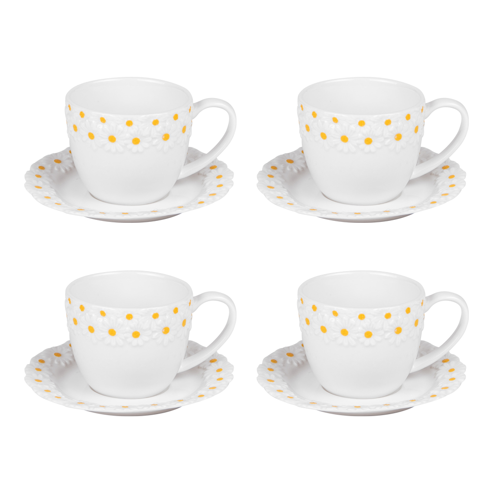Coffret de 4 tasses à thé avec sous tasses Marguerite 30 cl - MARGUERITE, TABLE PASSION