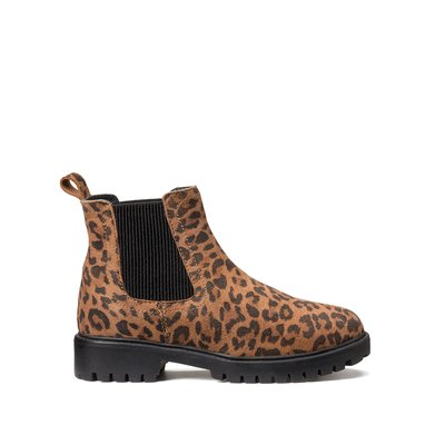 Kids Leopard Print Ankle Boots in Suede LA REDOUTE COLLECTIONS