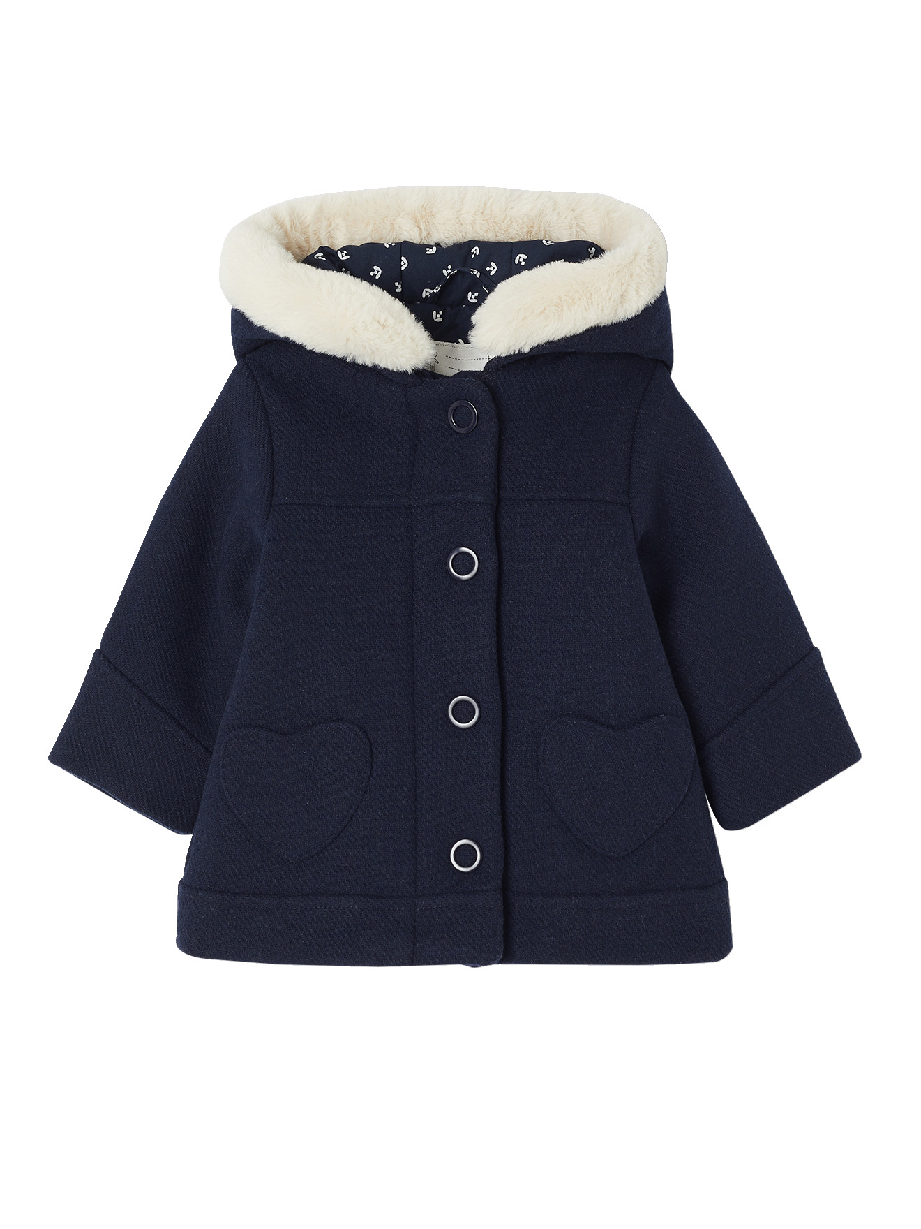 Manteau à capuche bébé drap de laine, VERTBAUDET