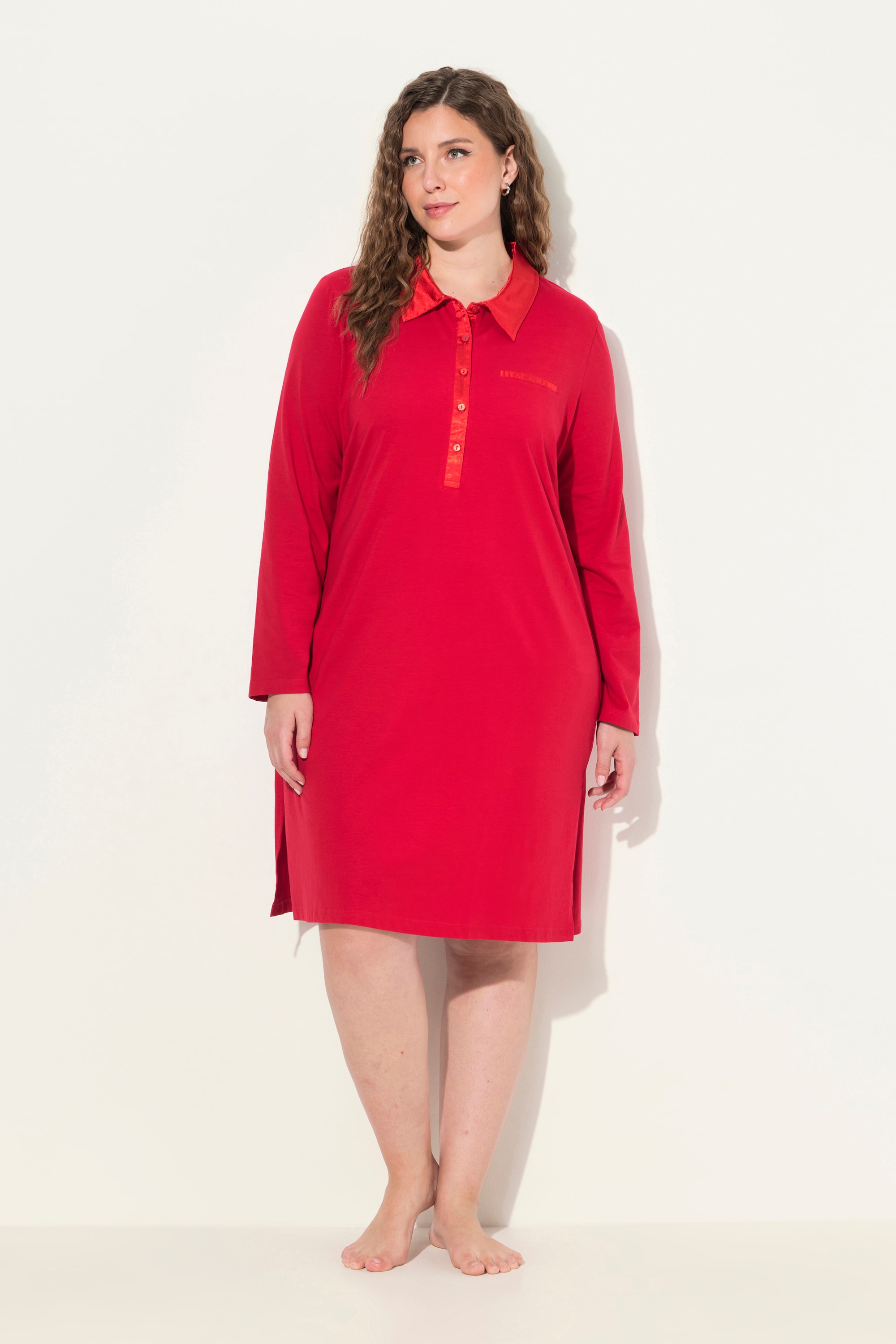 Chemise de nuit avec col, détails en satin, ULLA POPKEN