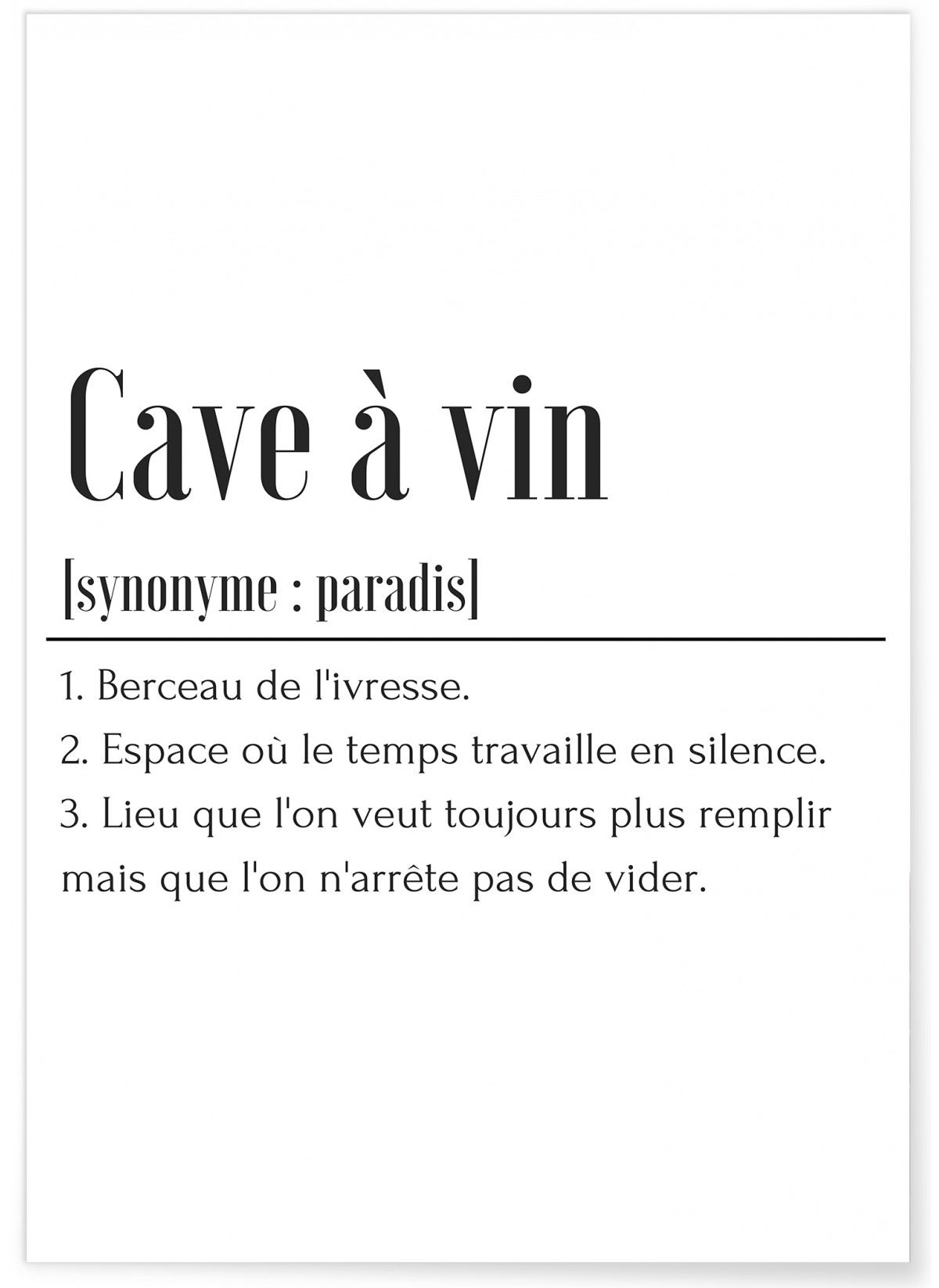 Affiche Définition Cave à Vin, L'AFFICHERIE
