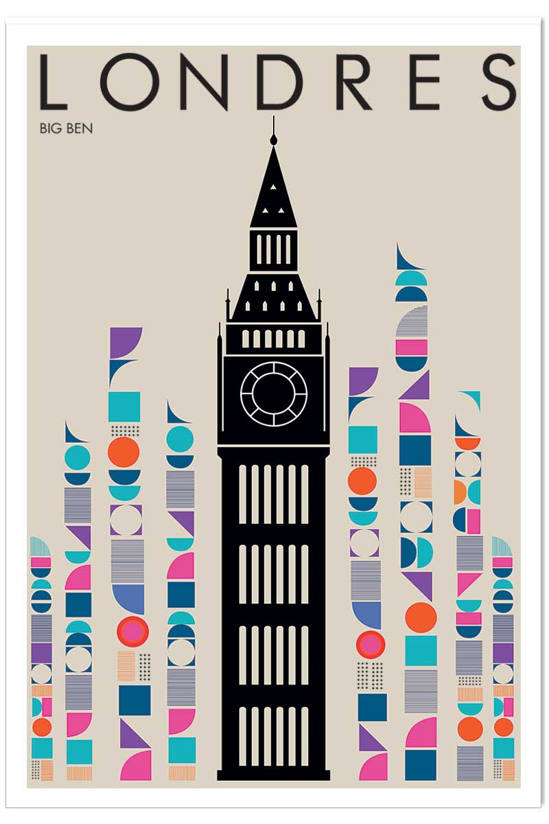 Affiche london big ben retro, HEXOA