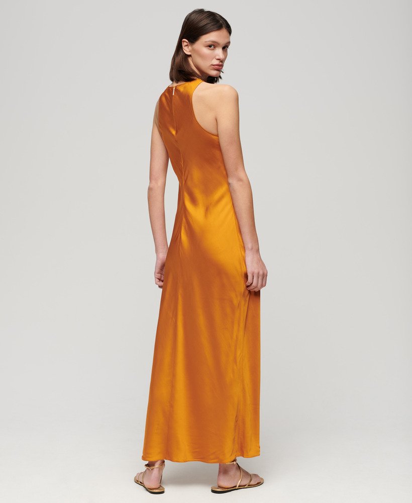 Robe mi-longue en satin à dos nageur, SUPERDRY