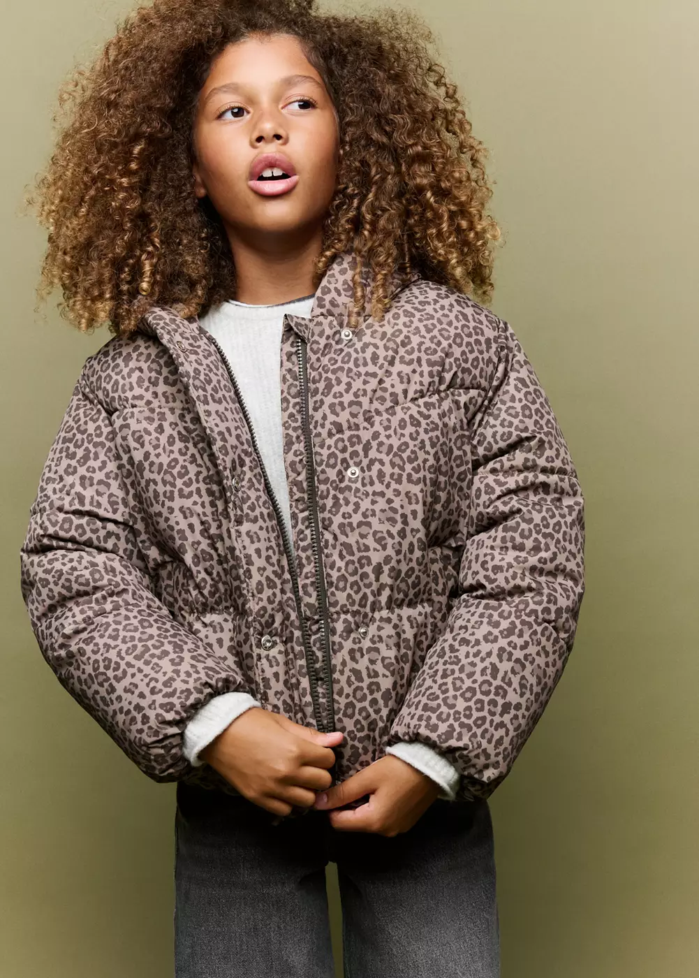 Anorak matelassé léopard, MANGO KIDS