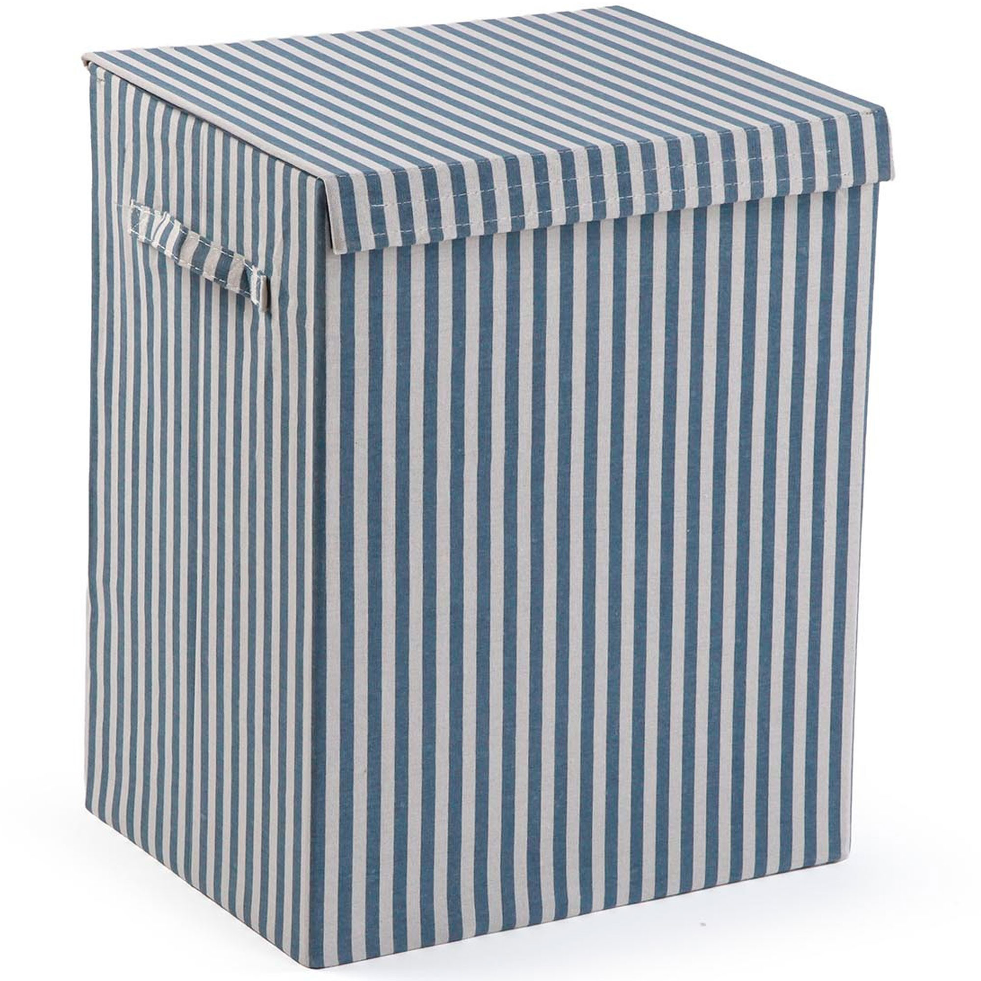 Panier à linge rayé bleu 40x30x50cm, VERSA
