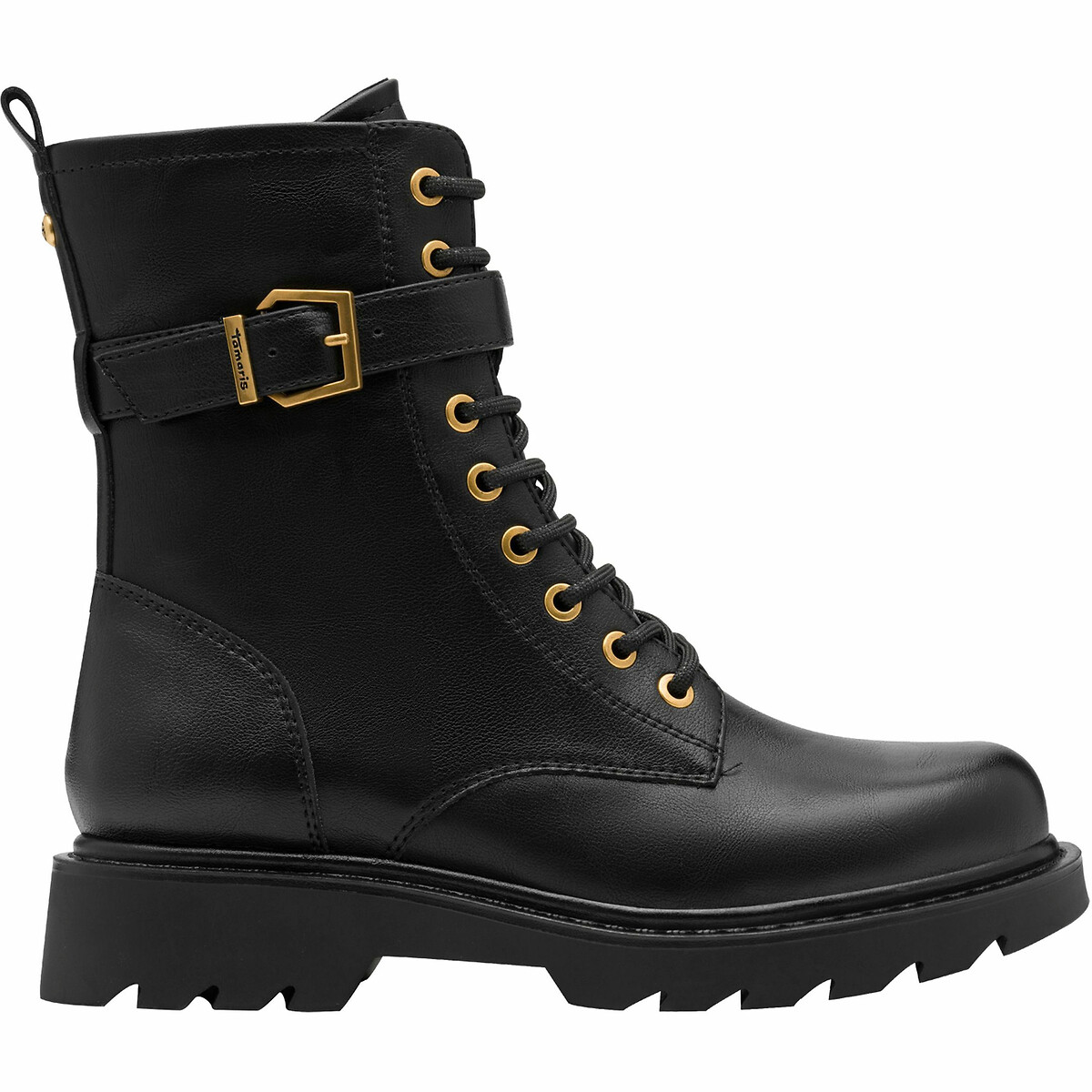 Buckle Trim Ankle Boots with Laces, TAMARIS