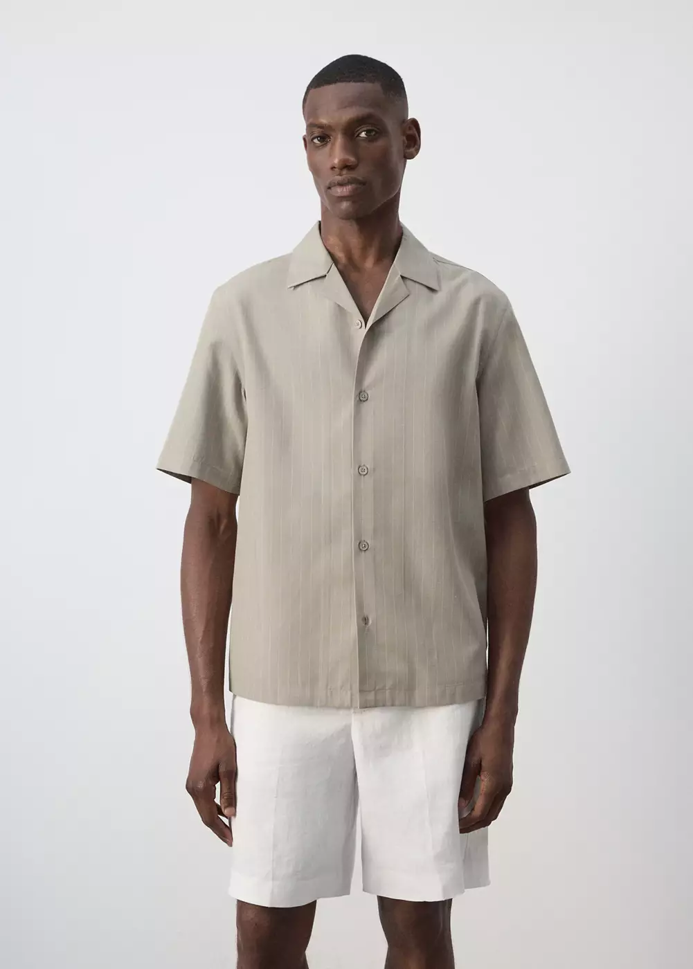 Chemise en mélange de lyocell à rayures, MANGO MAN