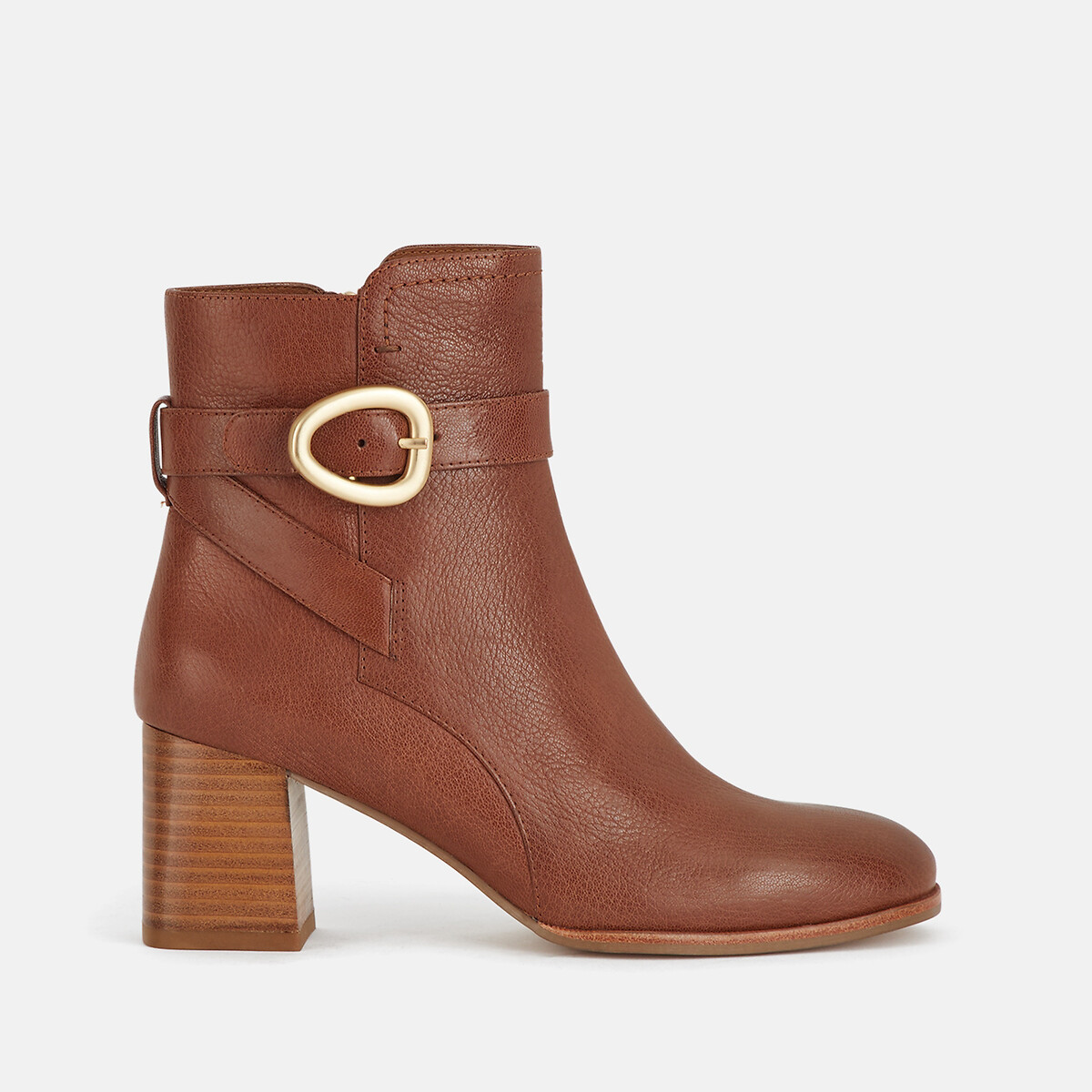 Leather ankle boots with jewelled buckle Minelli | La Redoute
