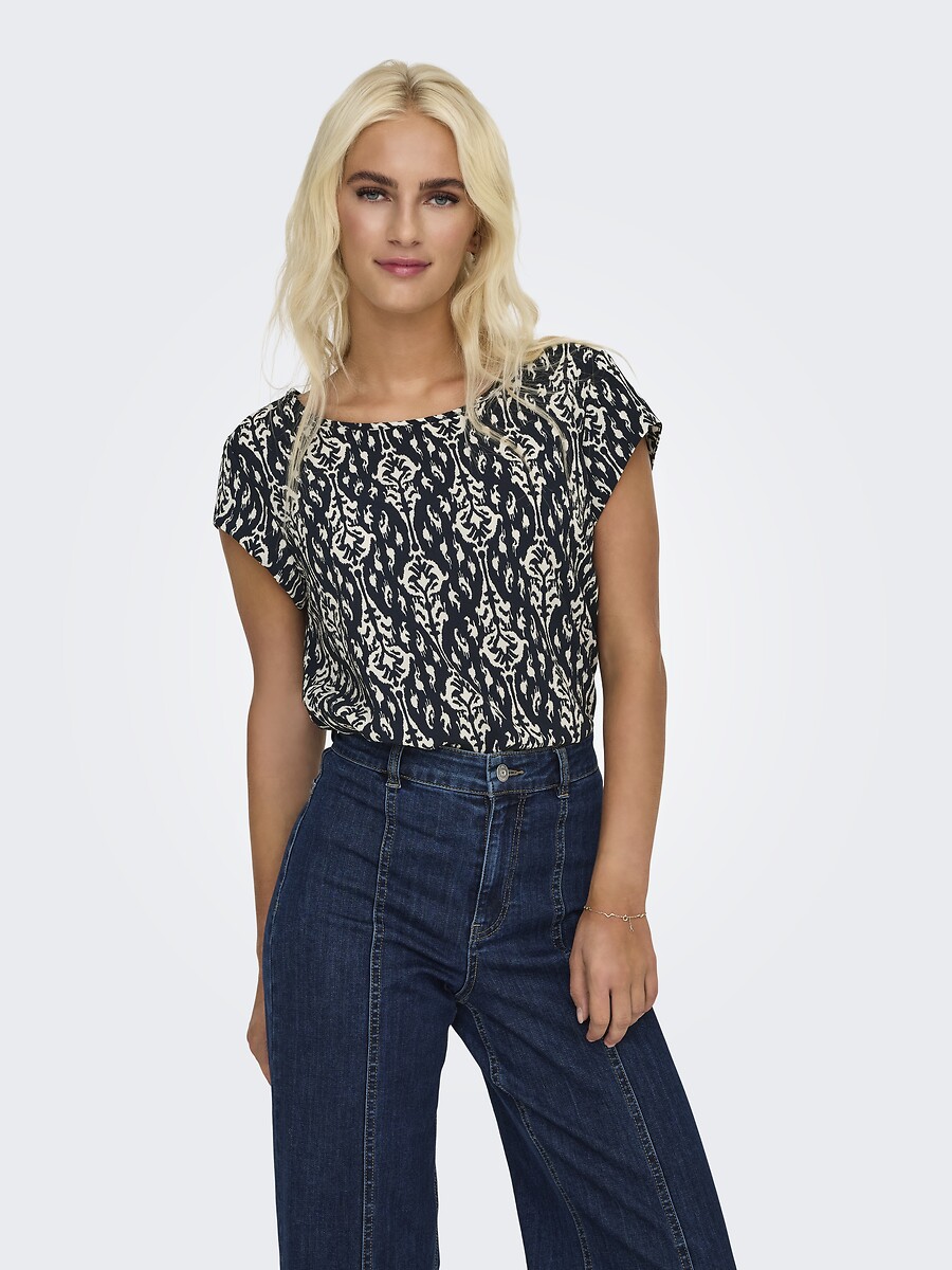 Bedrukte blouse met korte mouwen