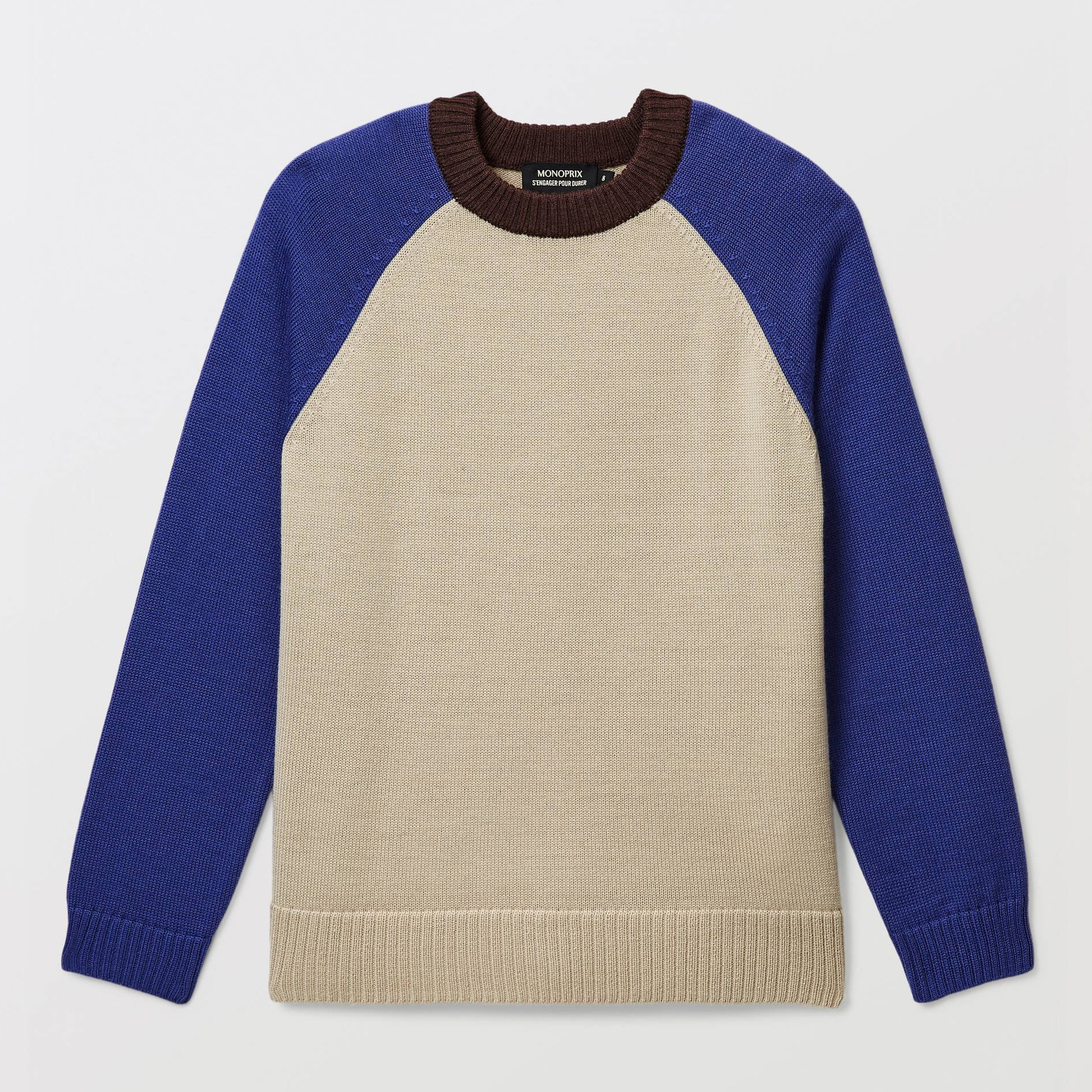 Pull color block contenant de la laine, MONOPRIX