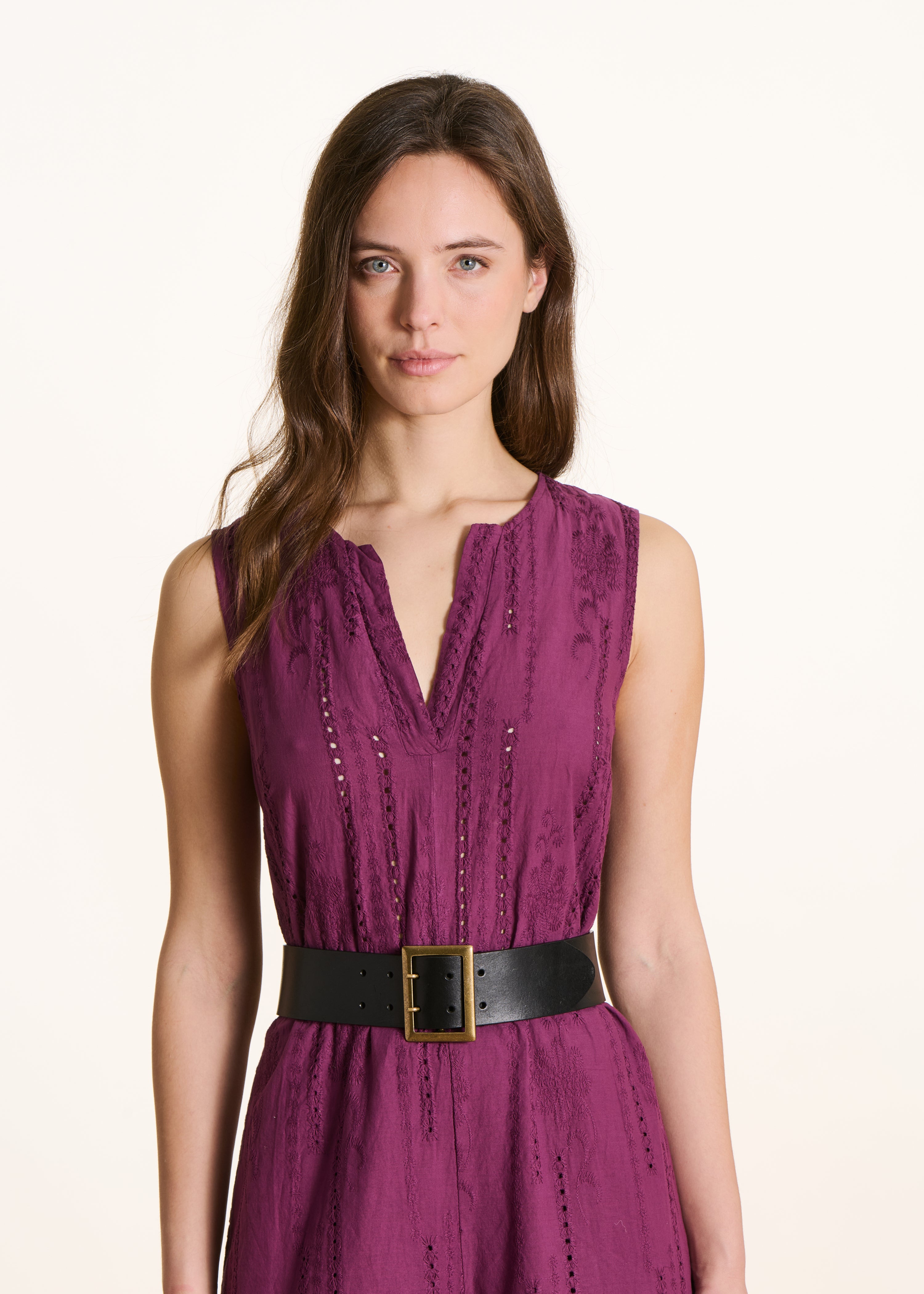 Ceinture large en cuir boucle rectangle, LA FEE MARABOUTEE