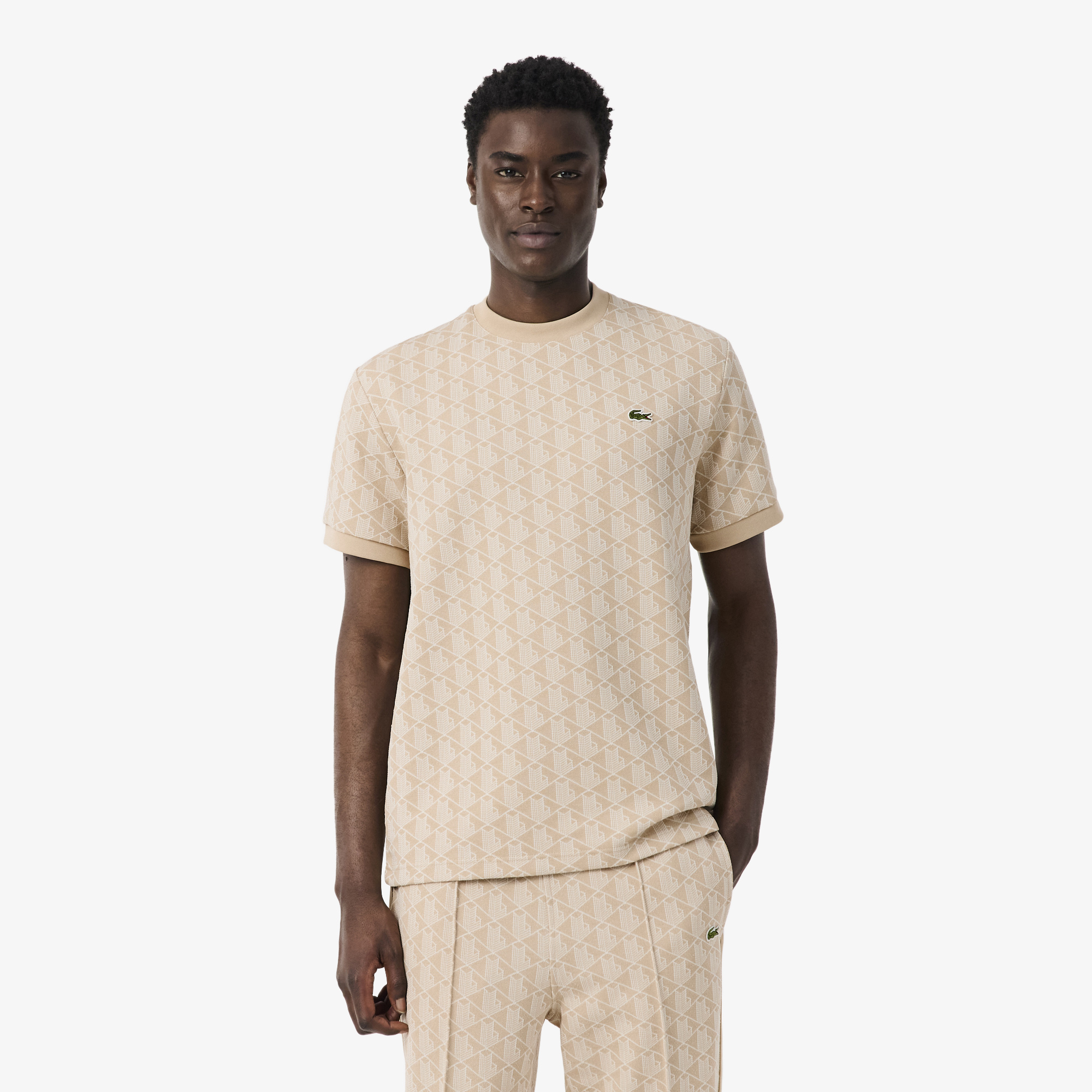 T-shirt jacquard monogramme, LACOSTE
