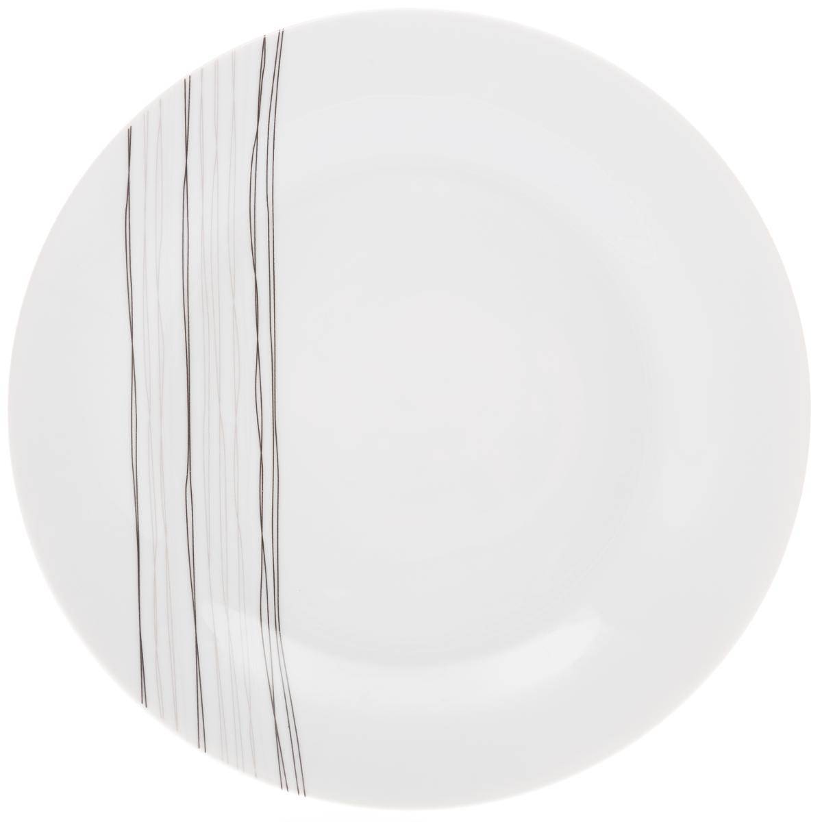 Lot de 6 assiettes plates en porcelaine LIGNES, SECRET DE GOURMET