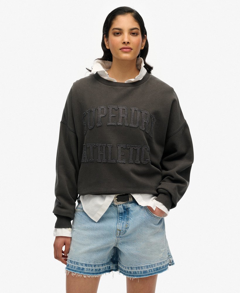 Sweat à col rond et texte ton sur ton appliqué Athletic Essentials, SUPERDRY