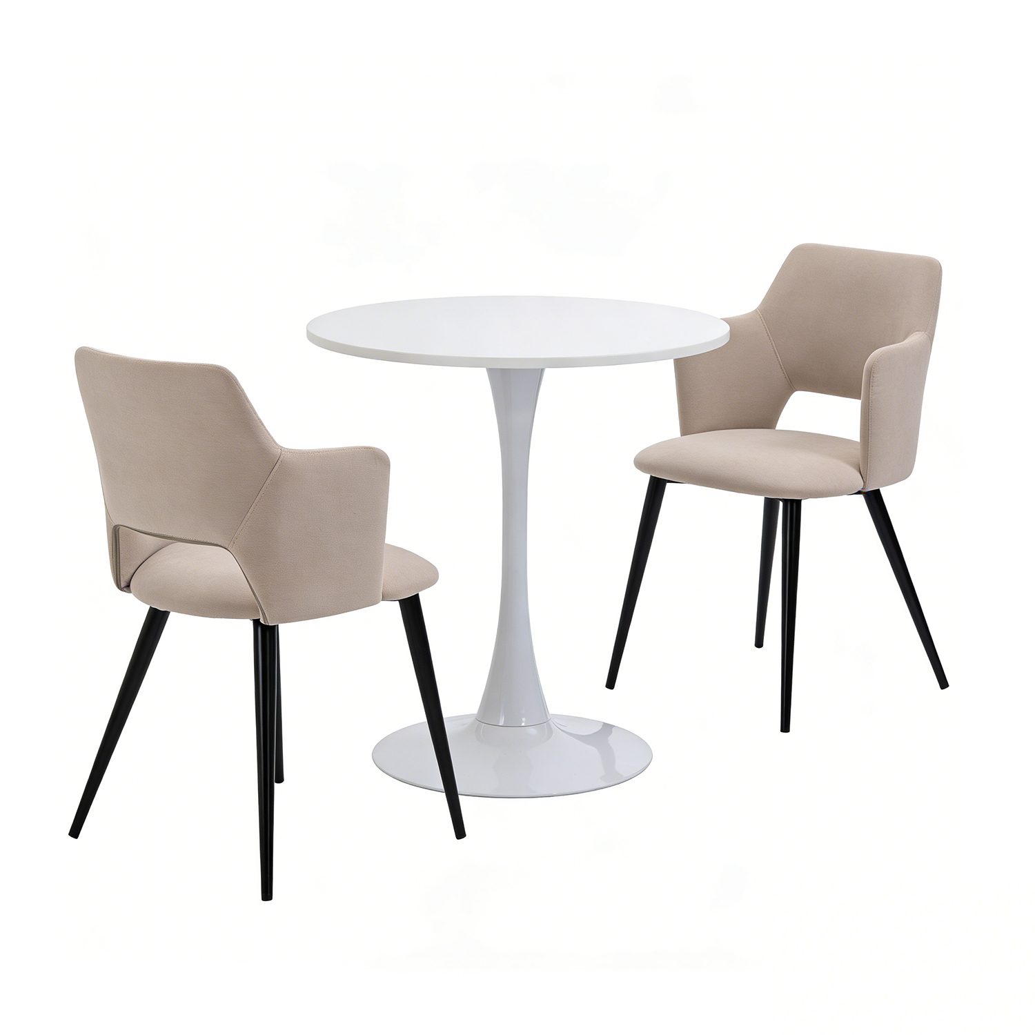 Ensemble de table à manger ronde avec 2 chaises, CLIFTWHITESET, MEUBLES COSY
