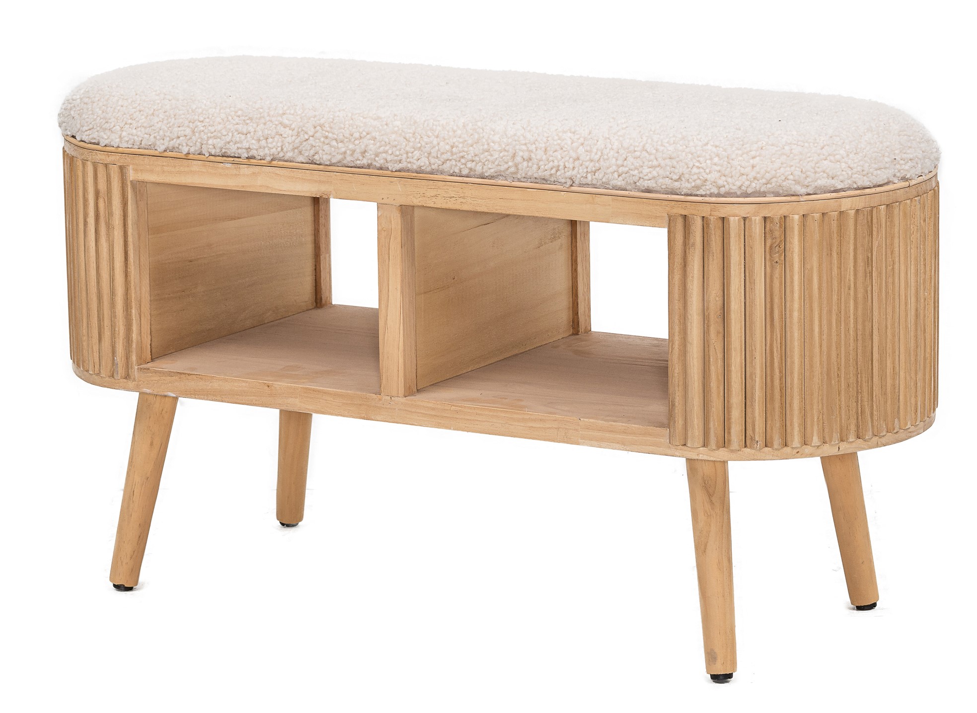 Banc avec rangement, pin et bouclette, ISUMI, NORDLYS